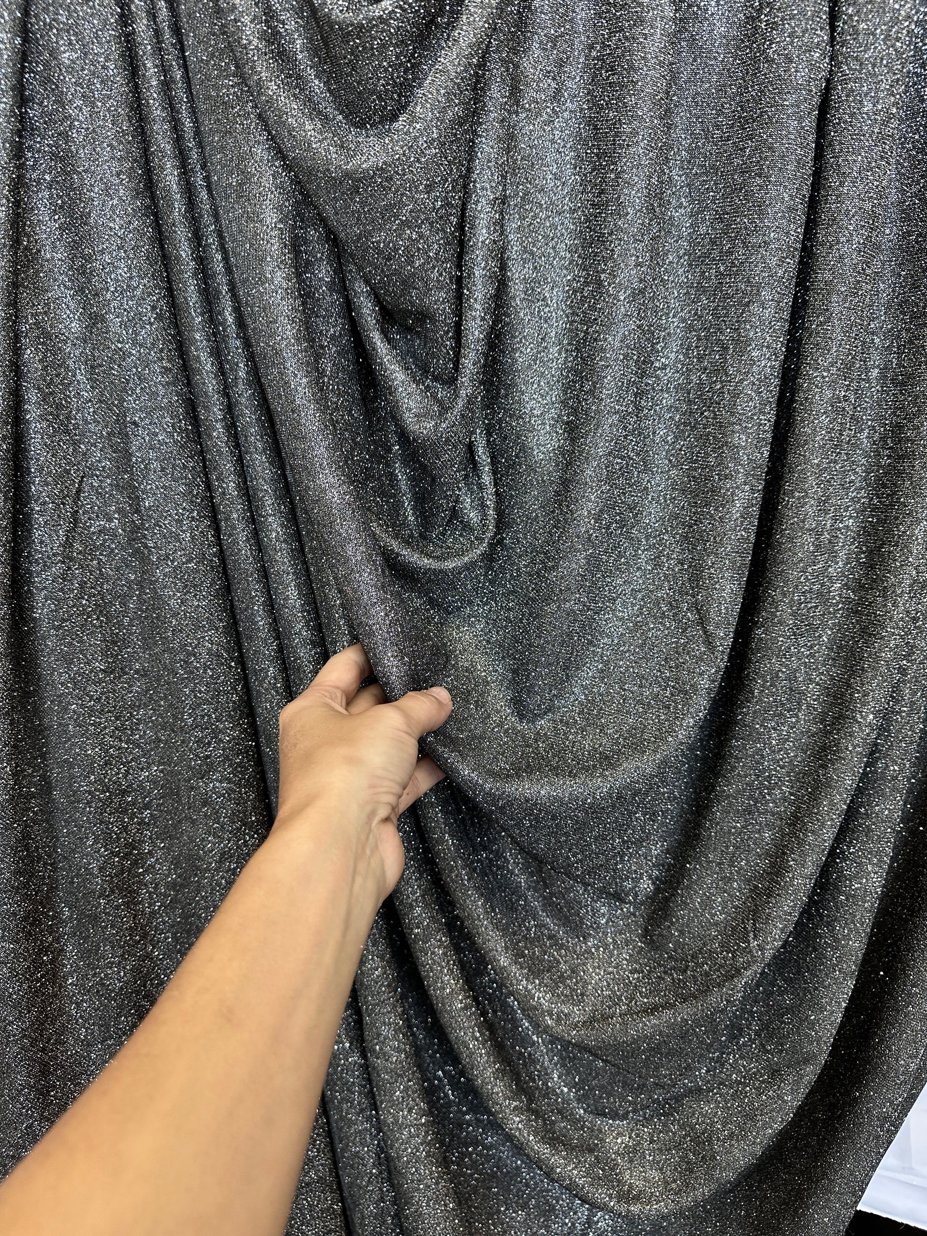 Dark Silver Stretch Metallic Lurex - Image 5