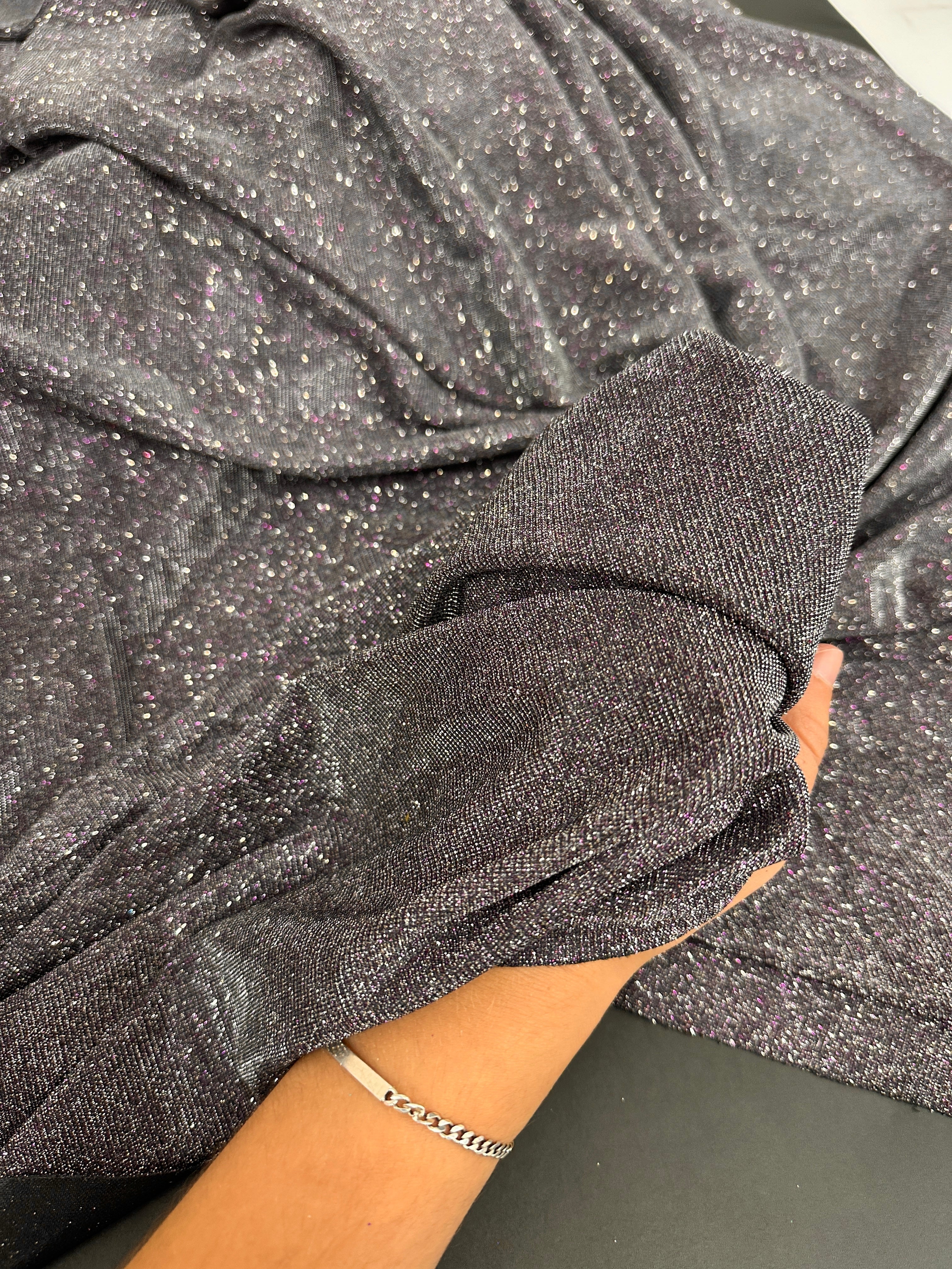 Silver-Purple Iridescent Stretch Metallic Lurex - Image 3