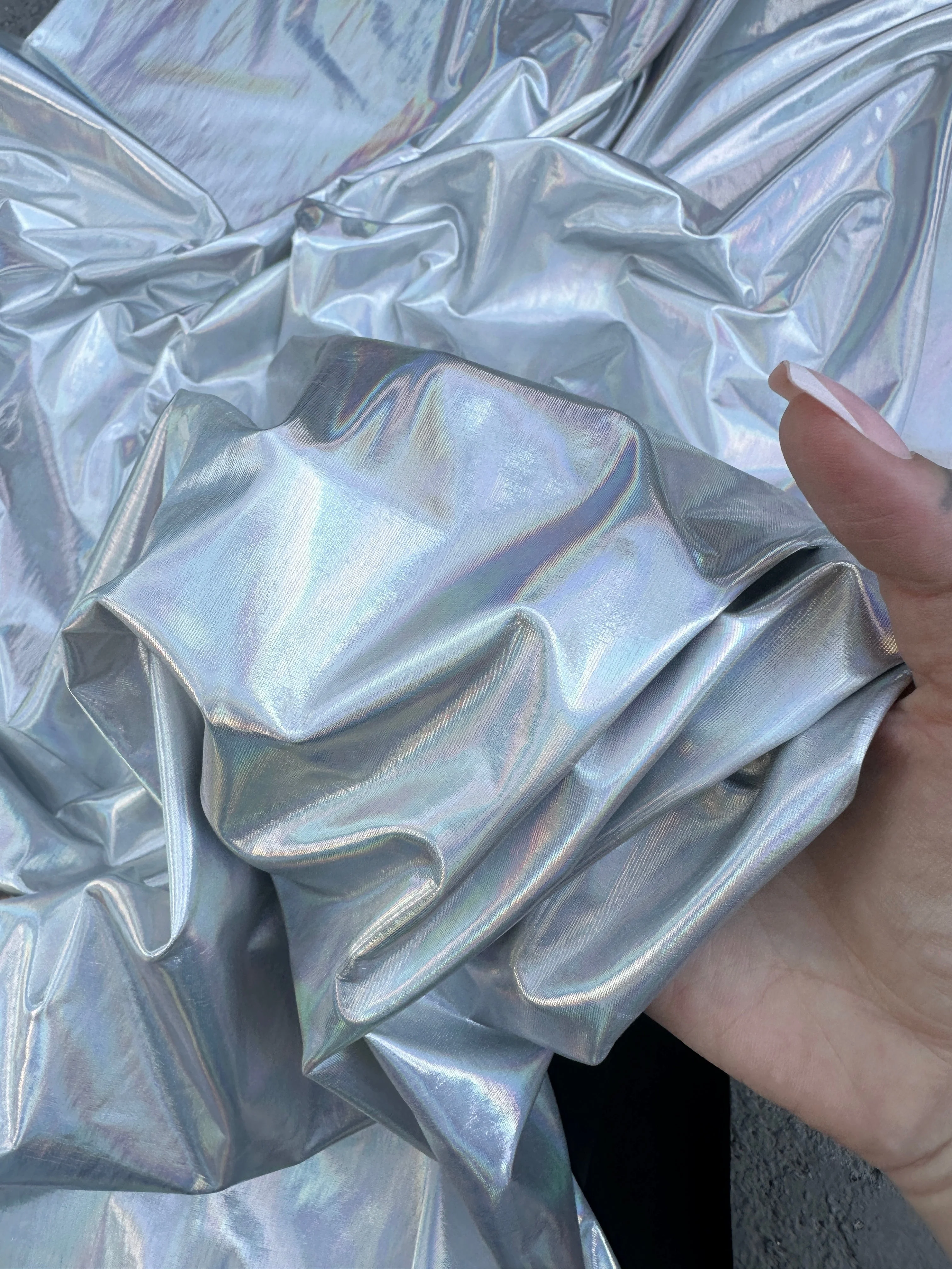 Silver Reflective Coated Spandex Pleather - Image 6