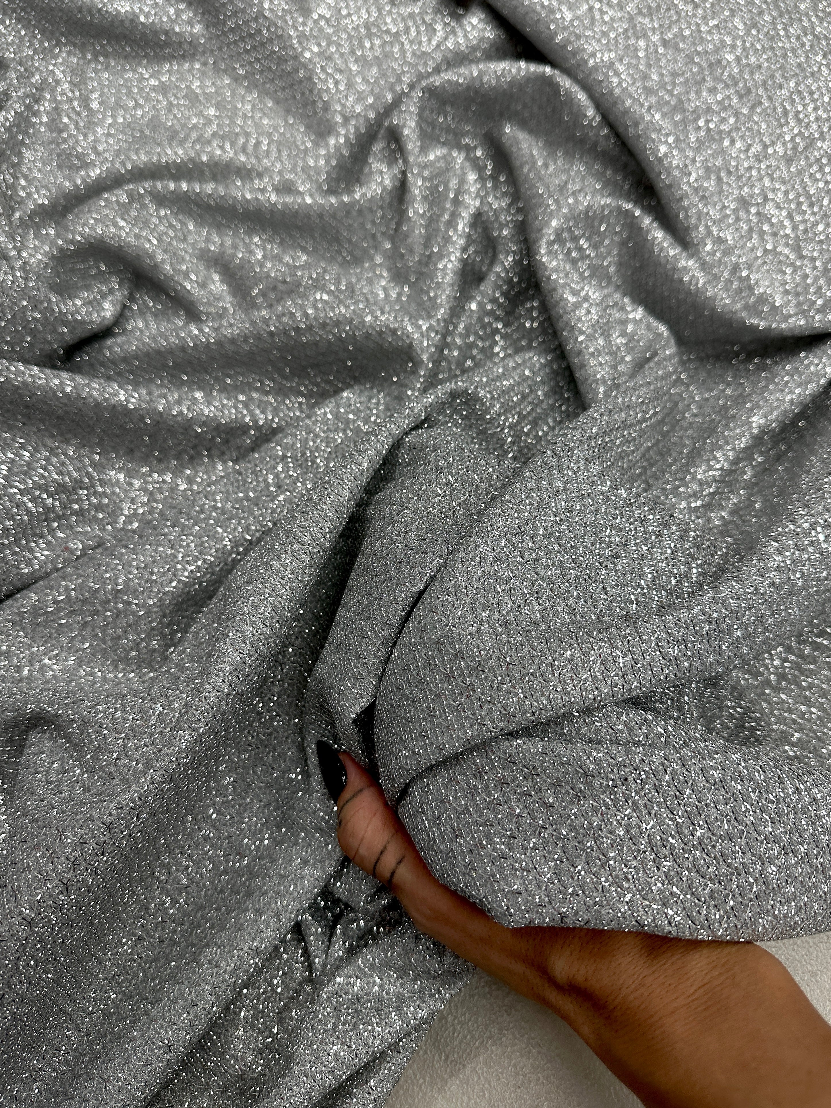 Silver Crackle Shimmery Lurex - Image 6