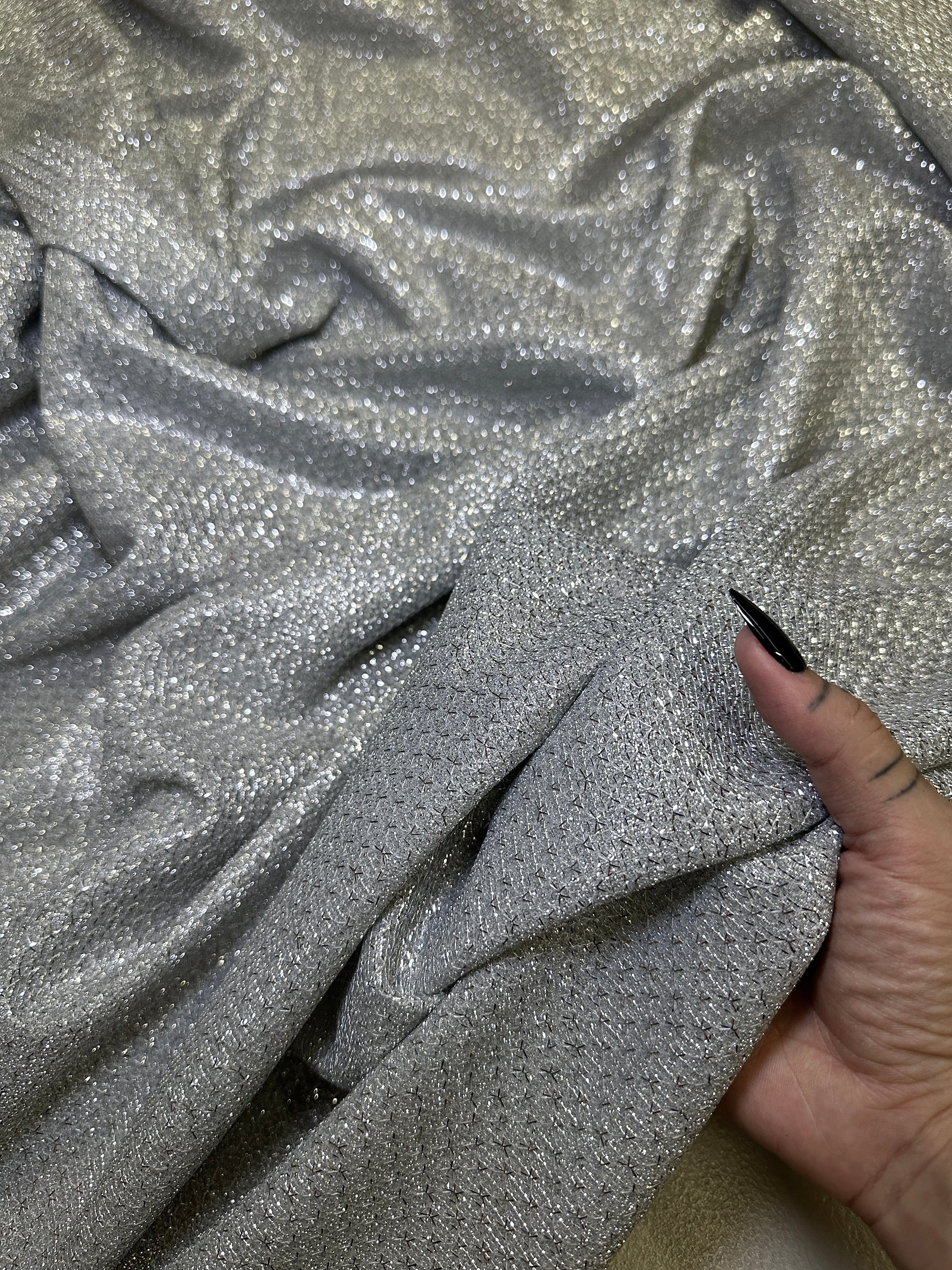 Silver Crackle Shimmery Lurex - Image 8
