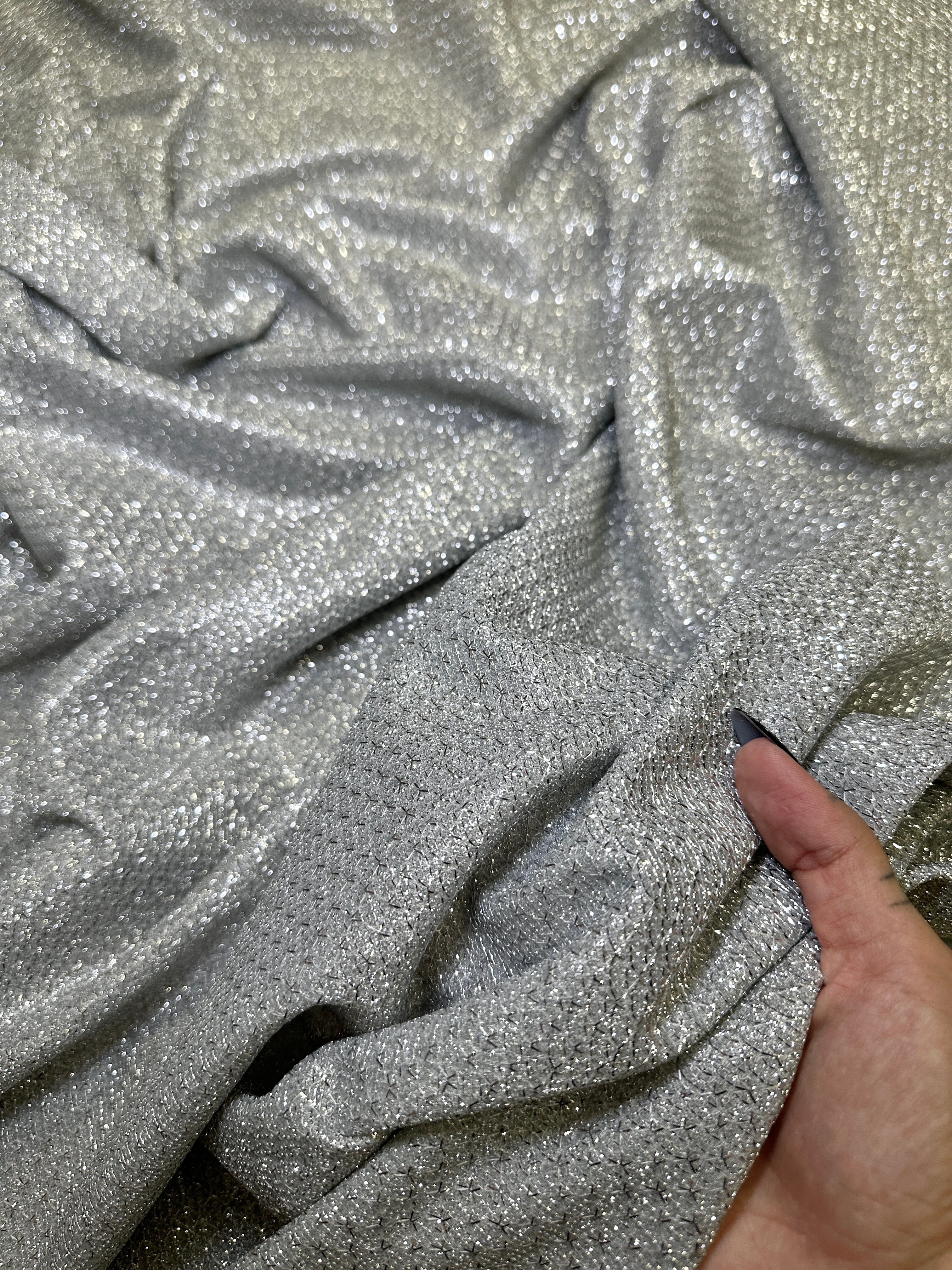 Silver Crackle Shimmery Lurex - Image 9
