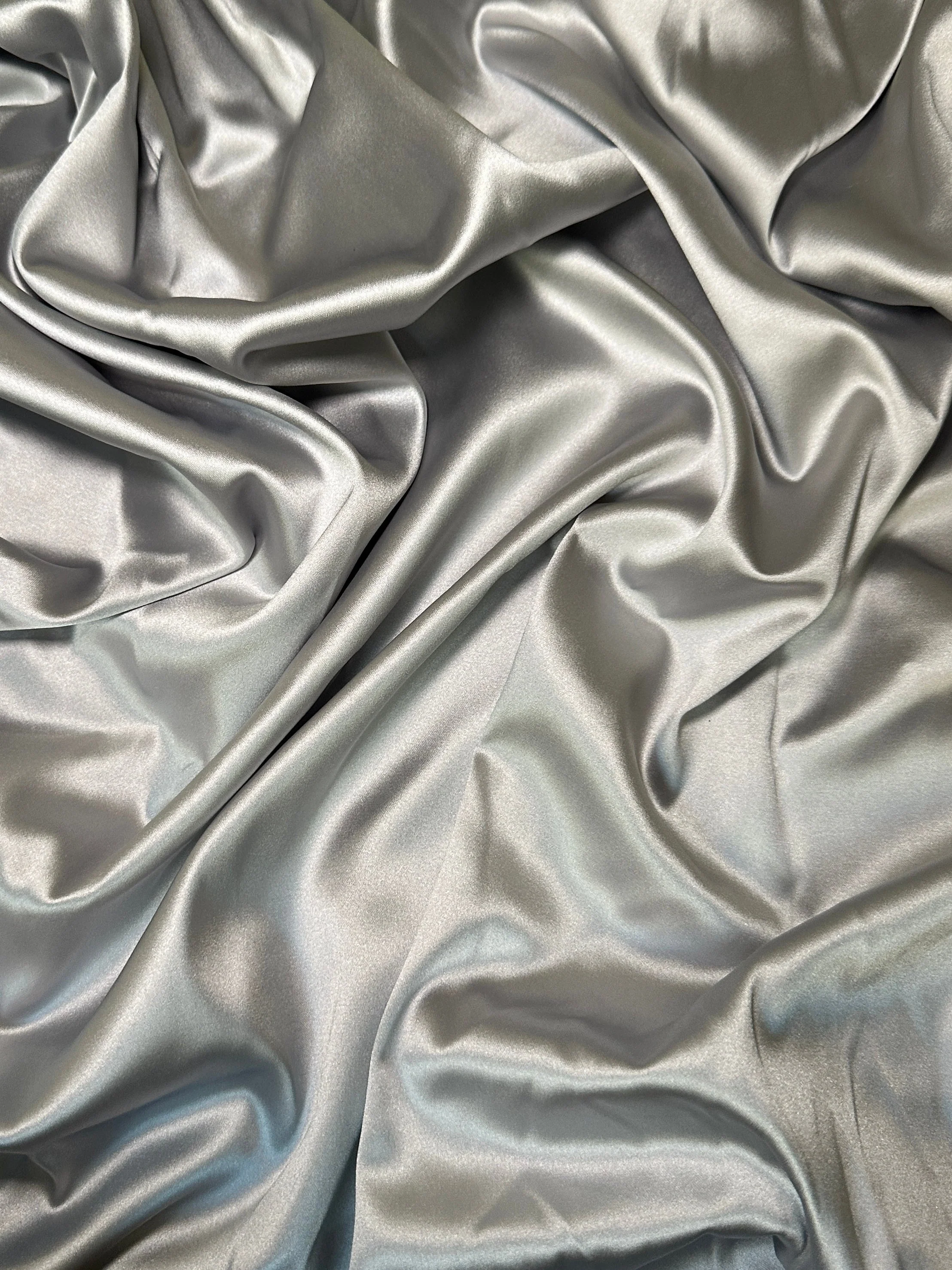 Silver Stretch Crepe Back Satin