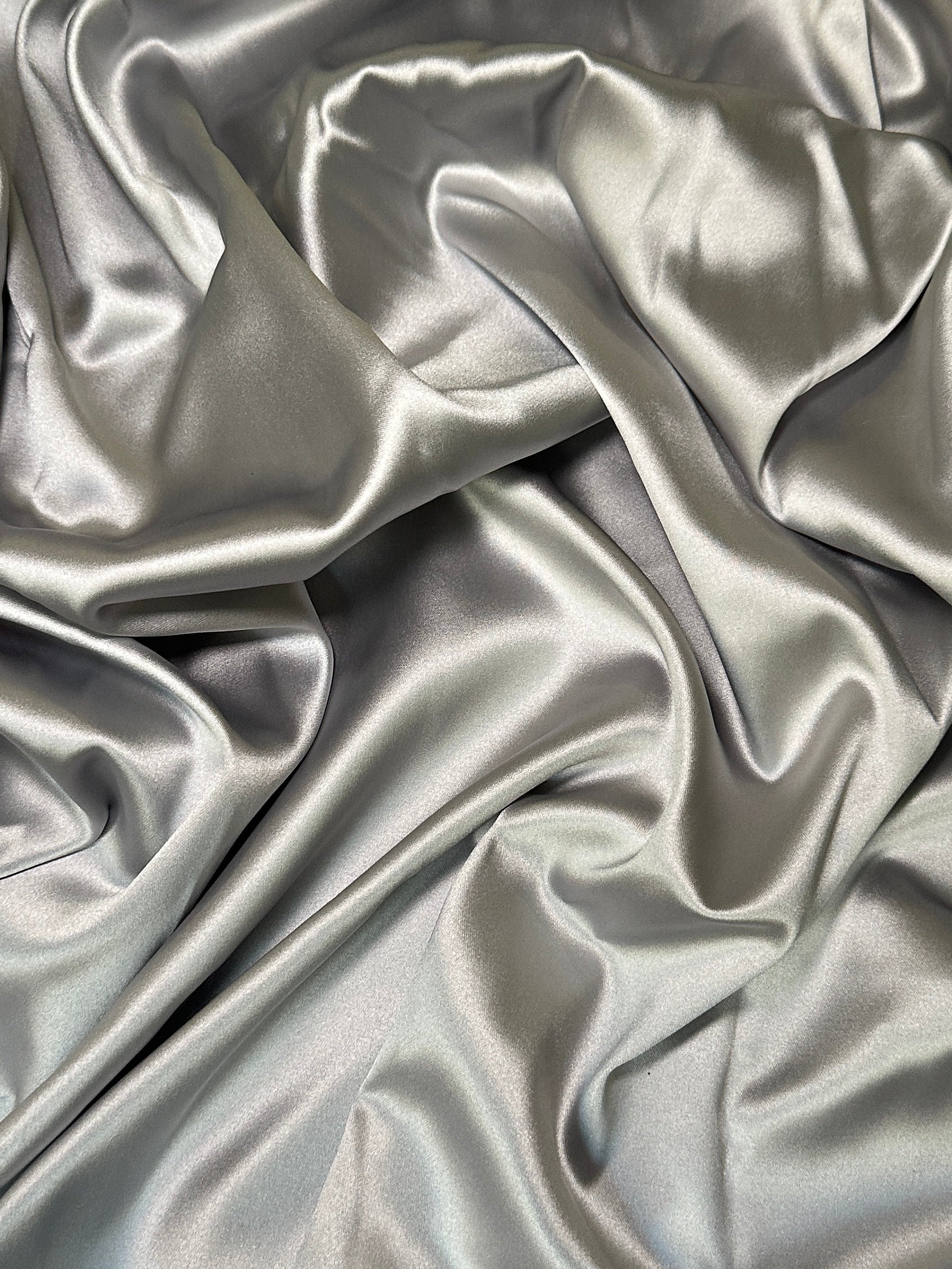 Silver Stretch Crepe Back Satin - Image 2
