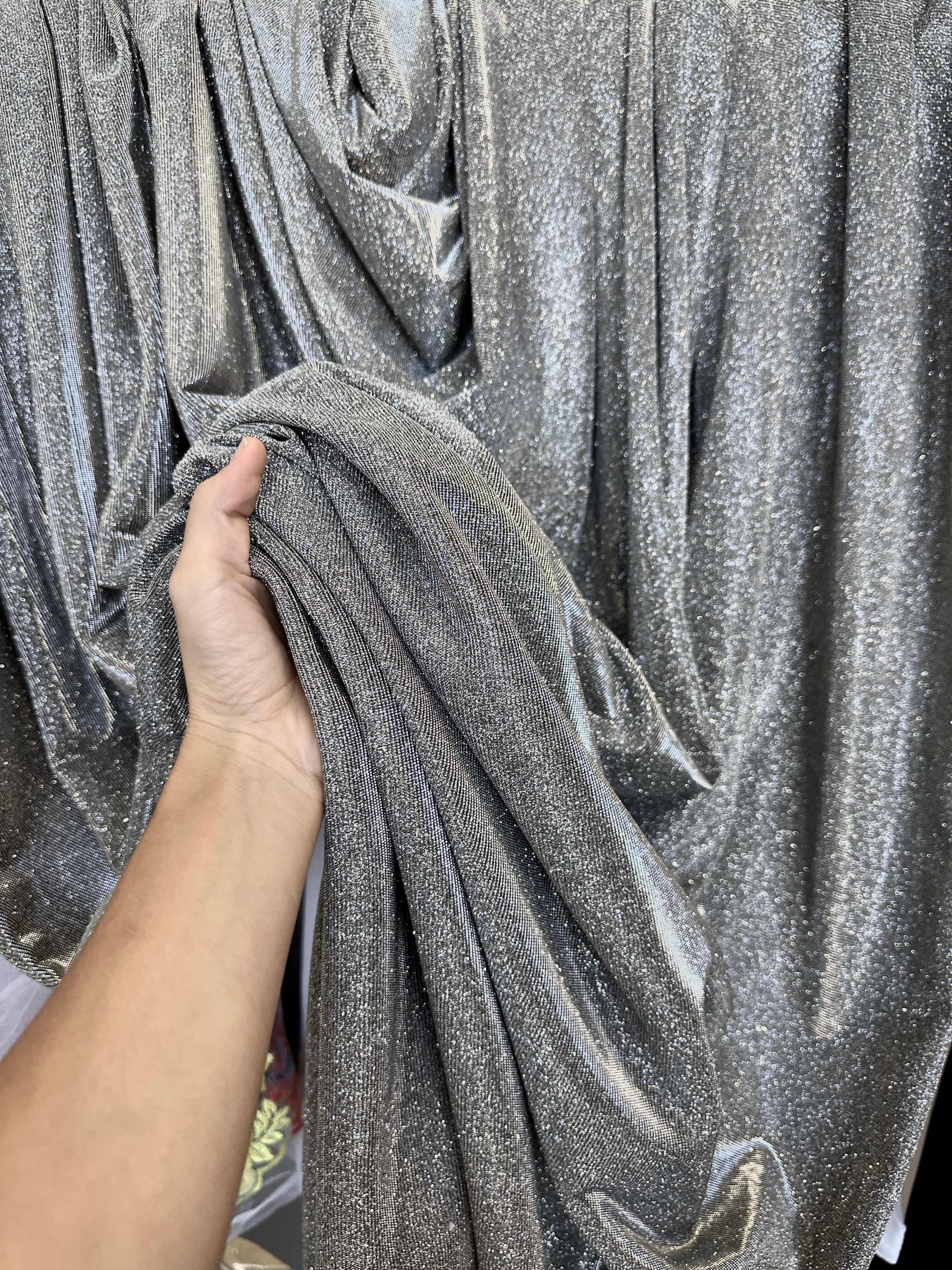 Silver Stretch Metallic Lurex - Image 6