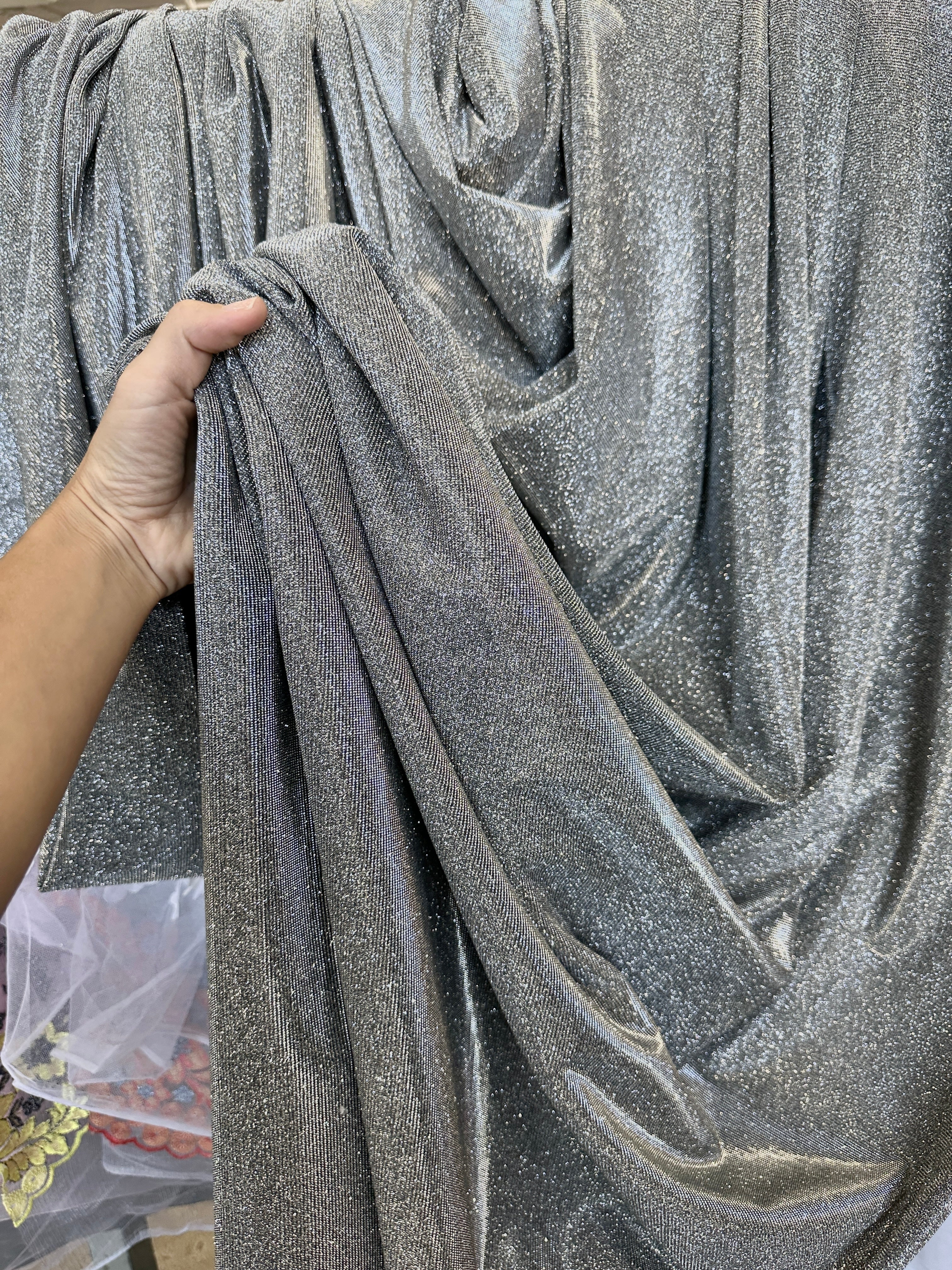 Silver Stretch Metallic Lurex - Image 8