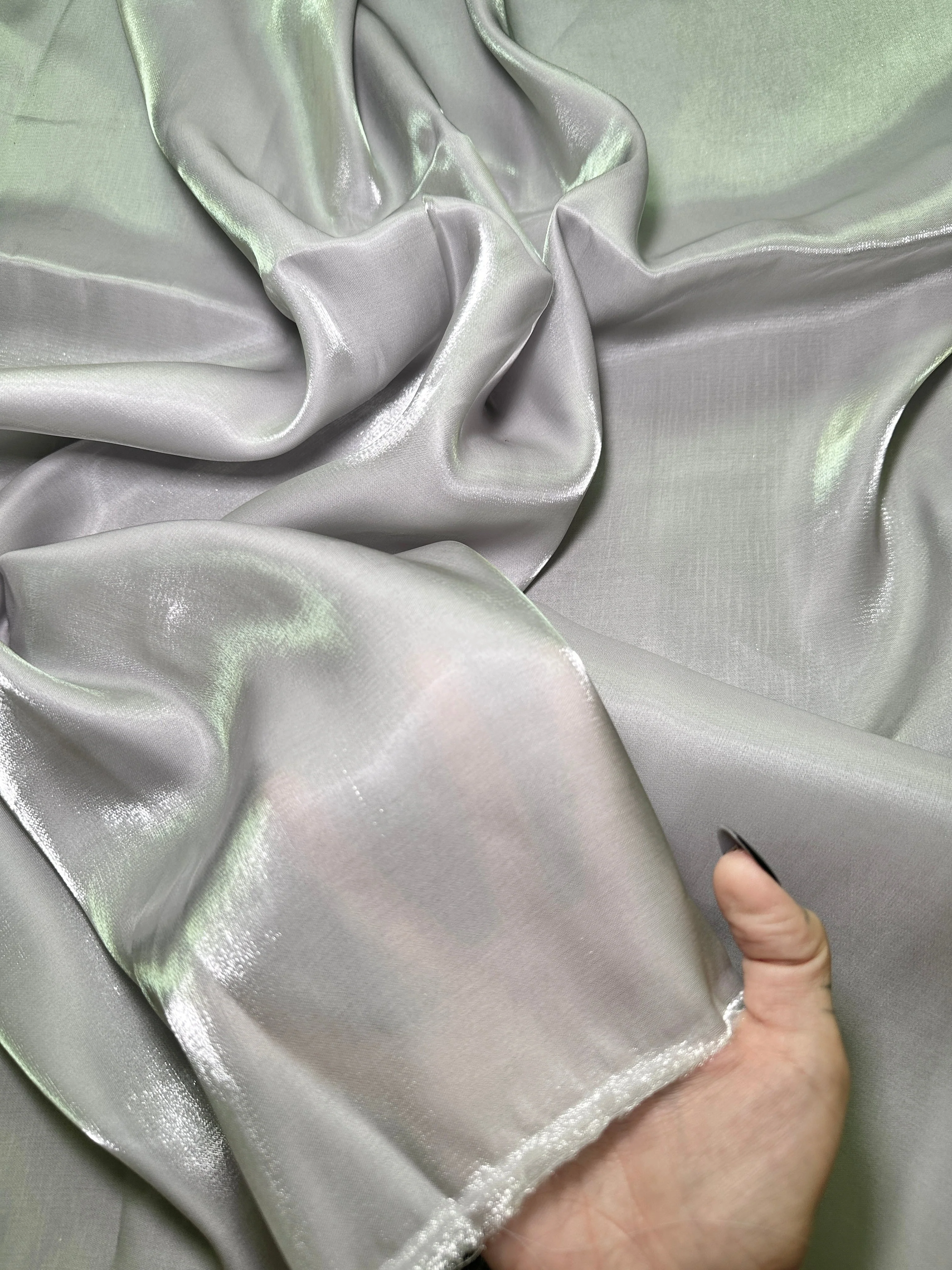 Silver Water Liquid Shimmery Chiffon - Image 3