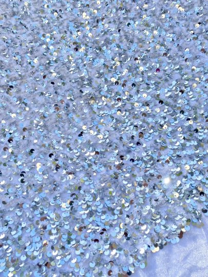Silver White Sequin on Velvet - Image 3