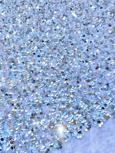 Silver White Sequin on Velvet - Image 4
