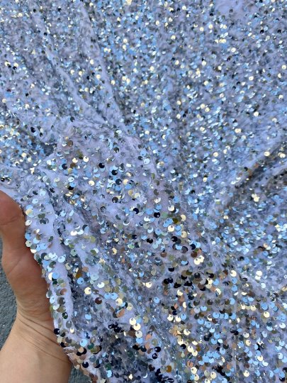 Silver White Sequin on Velvet - Image 5