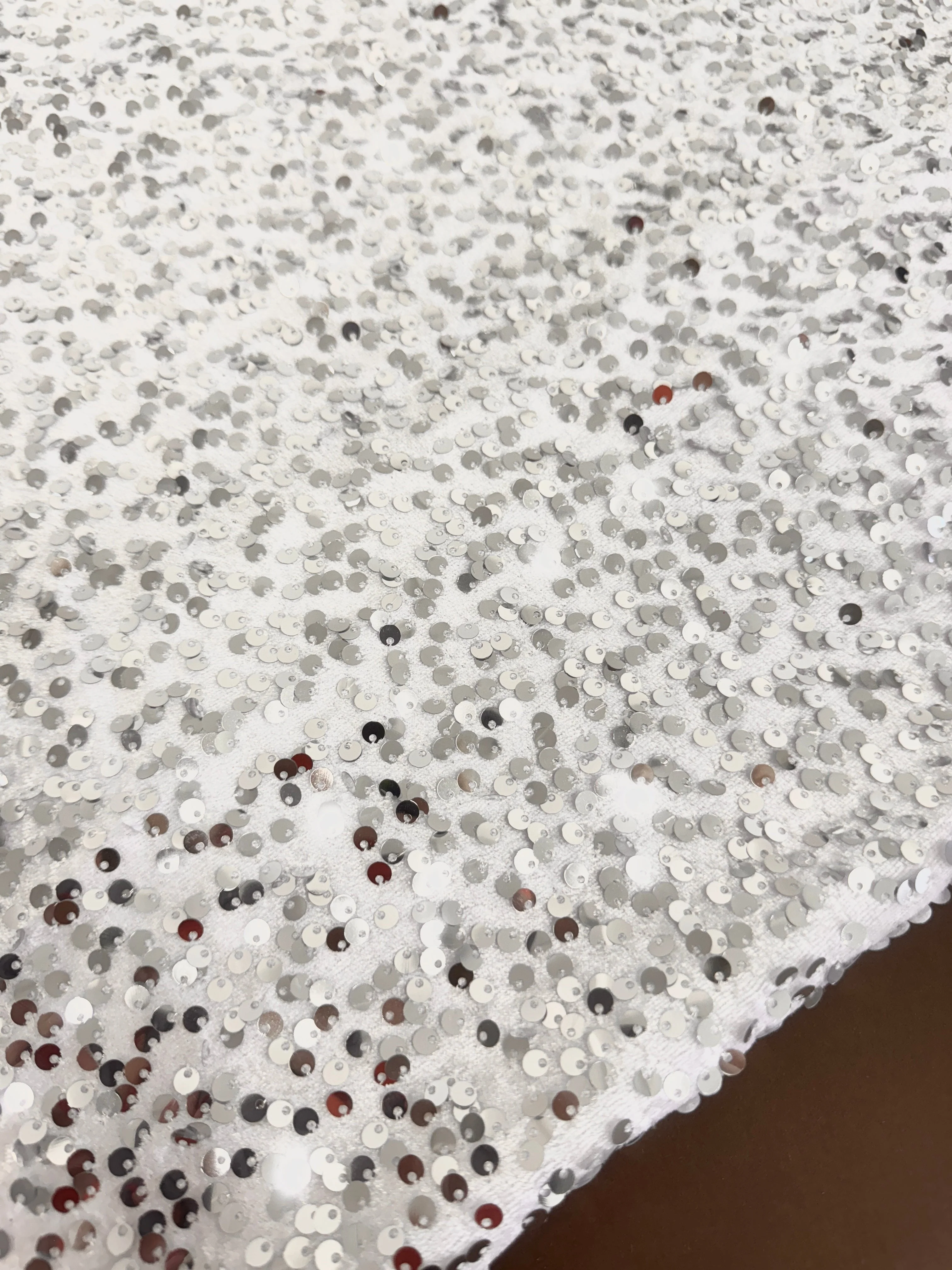 Silver White Sequins Velvet - Image 4