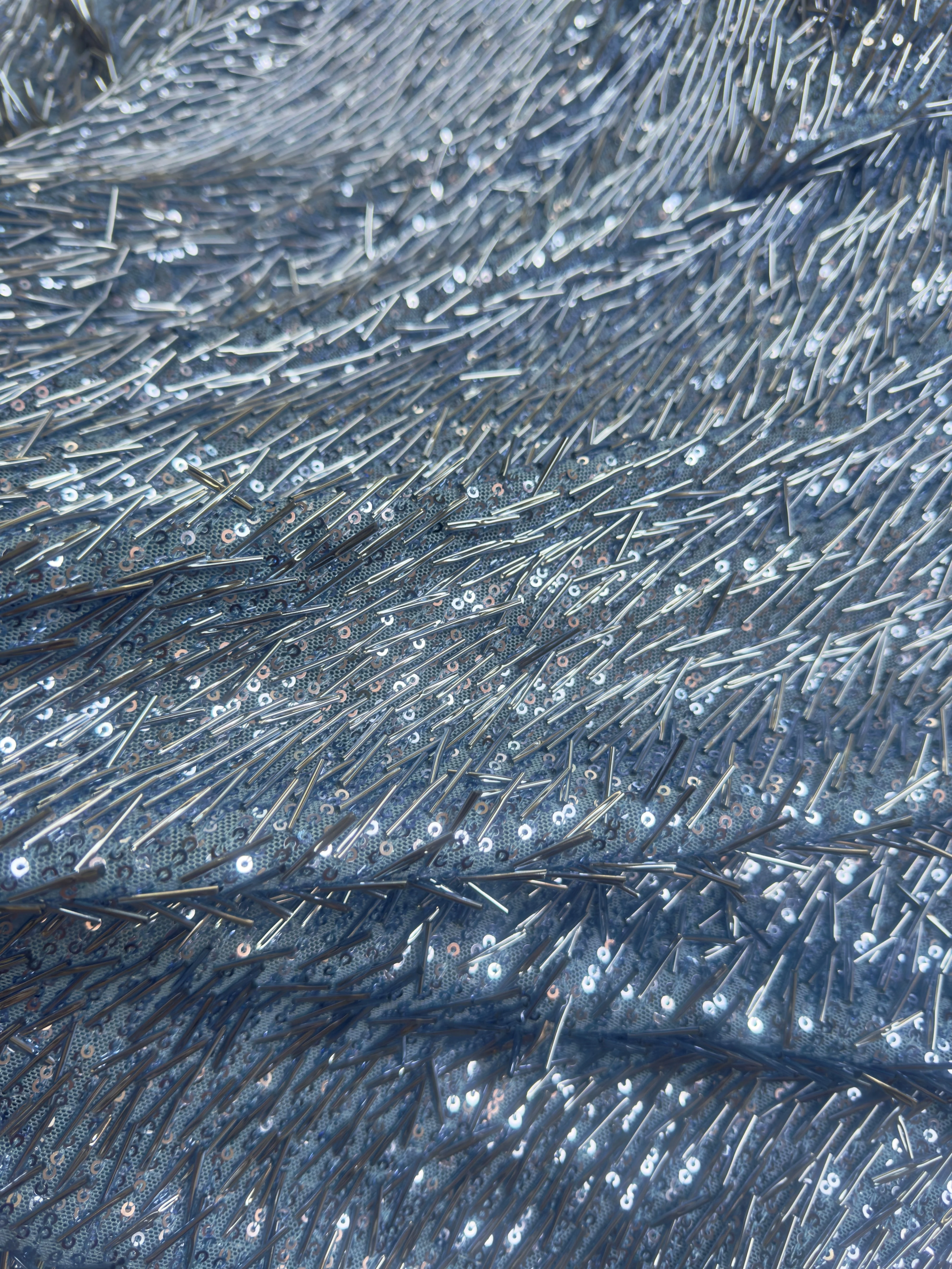 Sky Blue Fringe Sequin on Mesh - Image 5