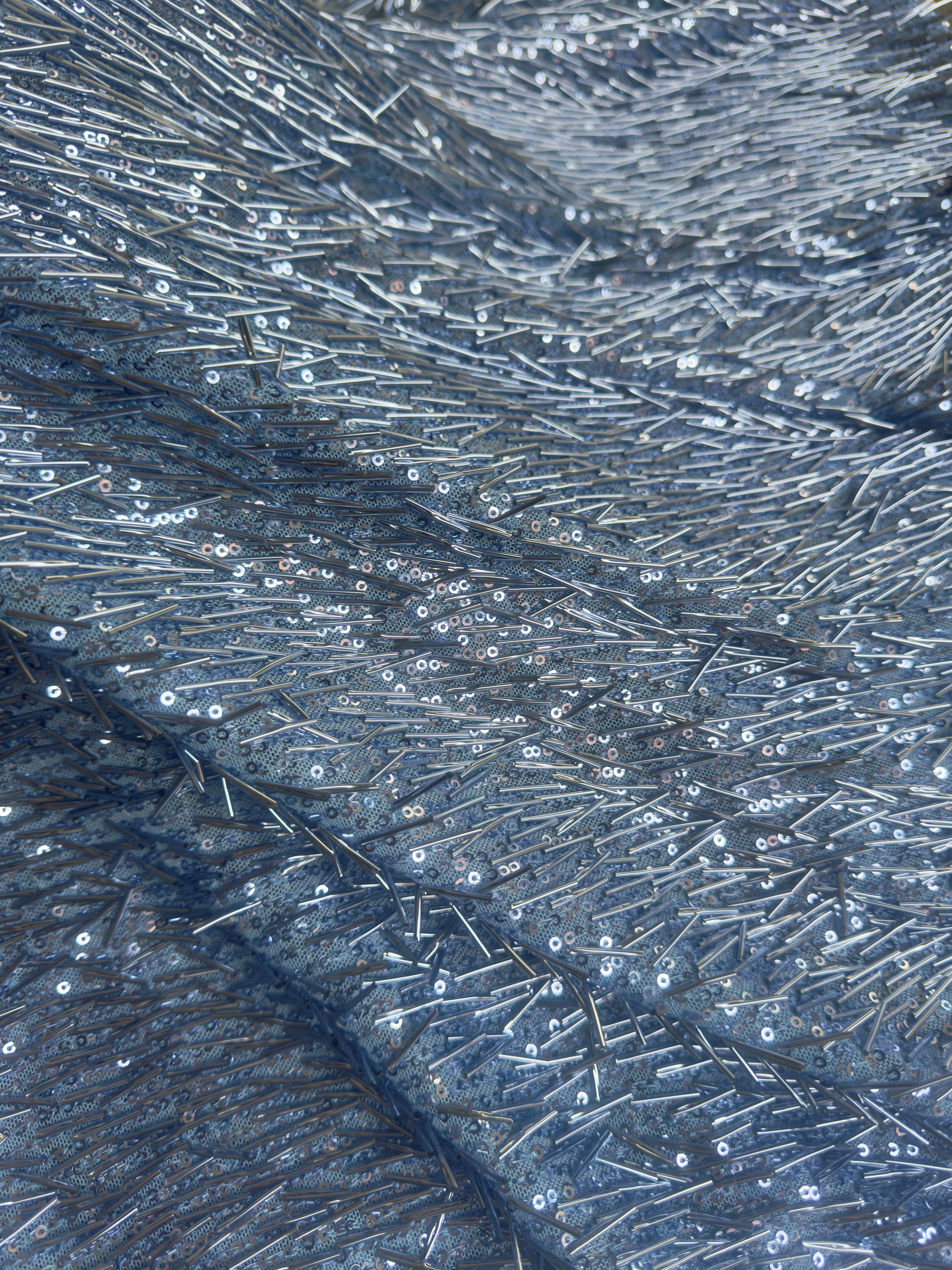 Sky Blue Fringe Sequin on Mesh - Image 7
