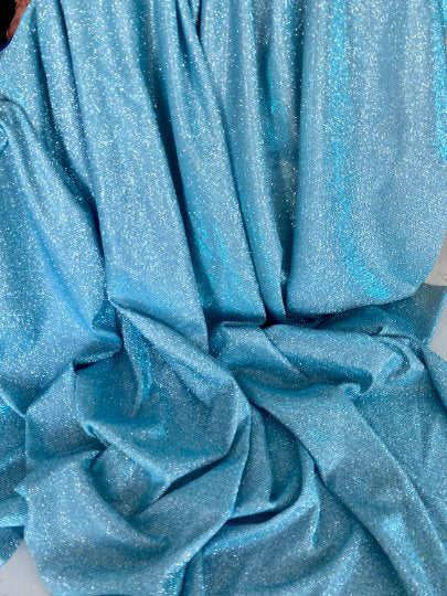 Baby Blue Stretch Metallic Lurex - Image 2