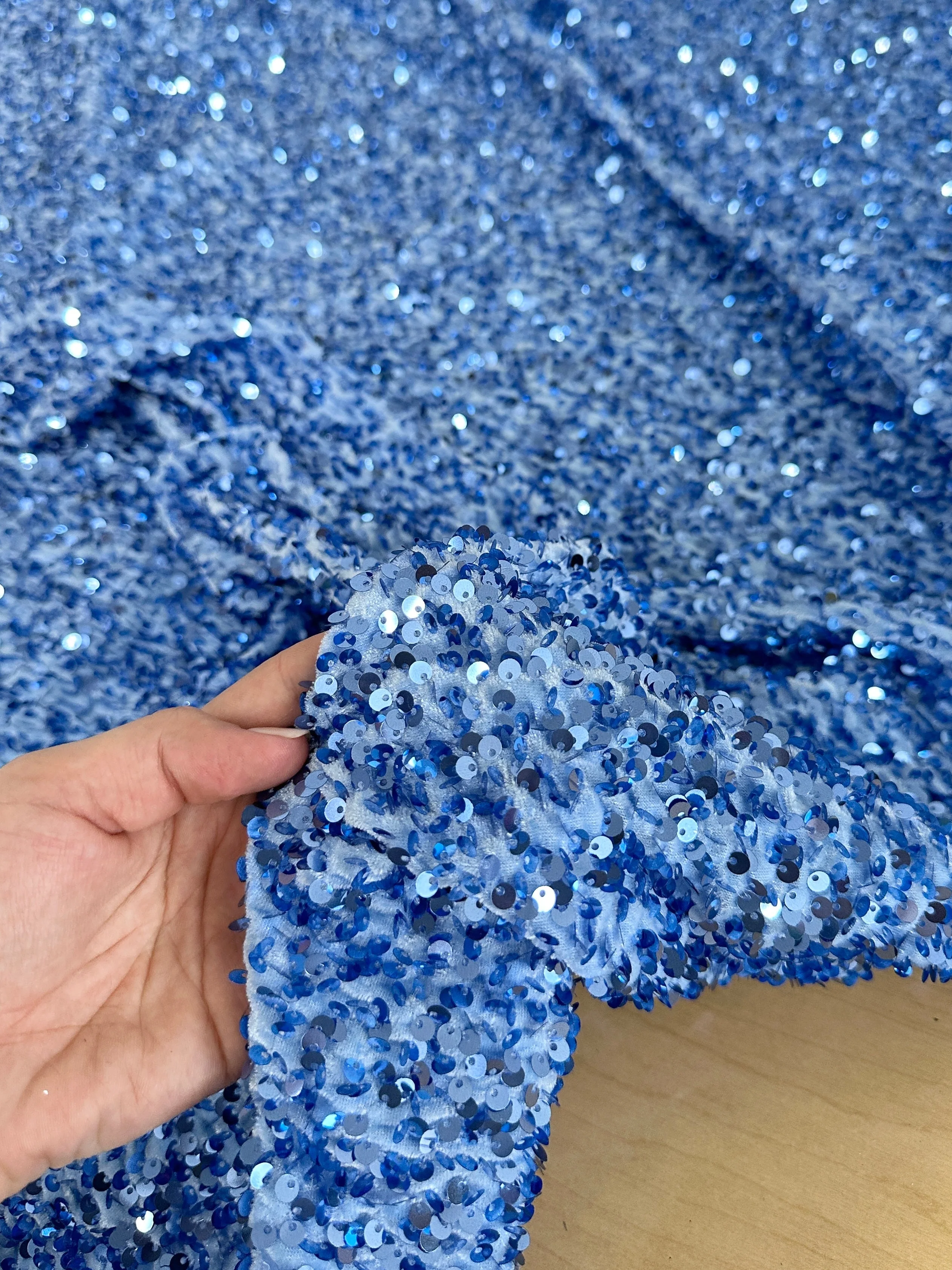 Sky Blue Sequin on Velvet - Image 7