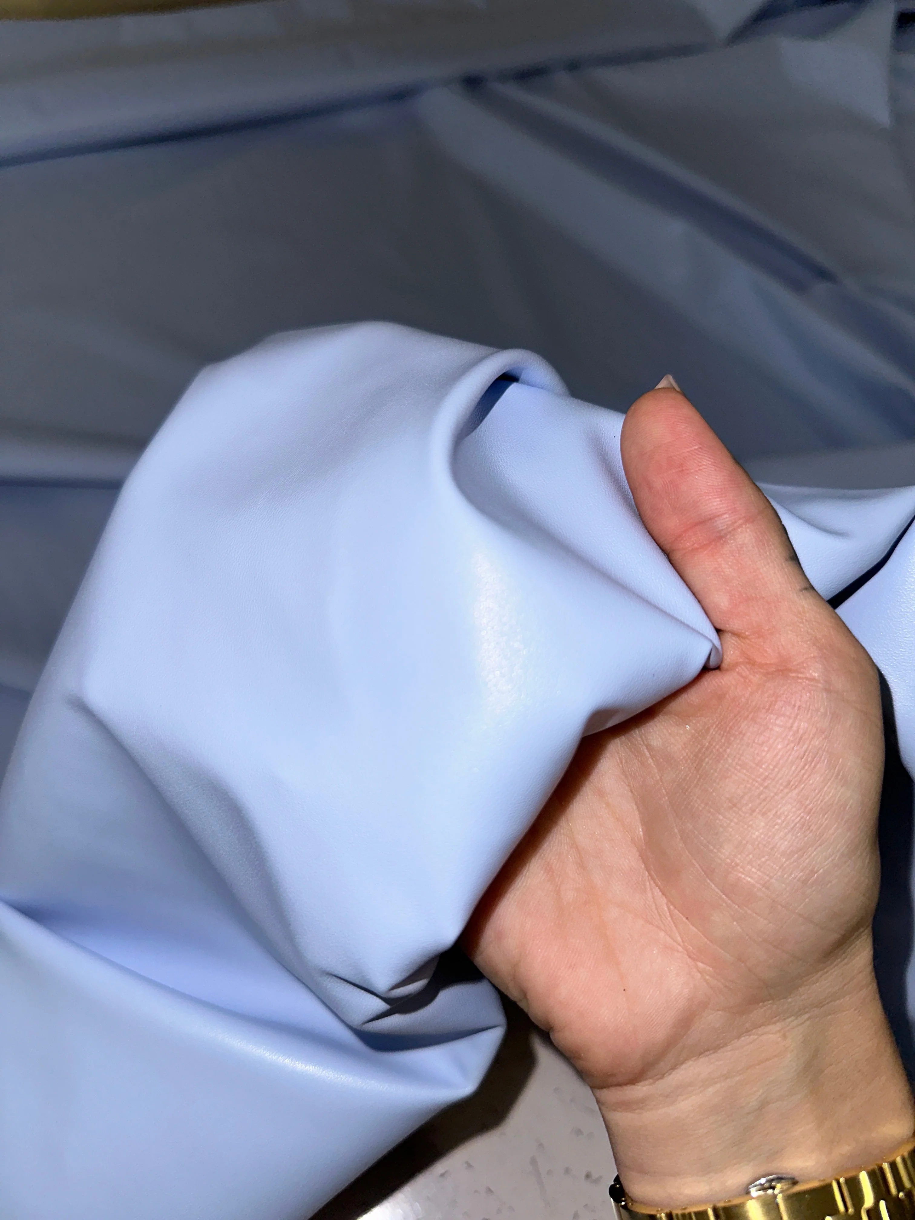 Sky Blue Stretch Faux Leather - Image 10