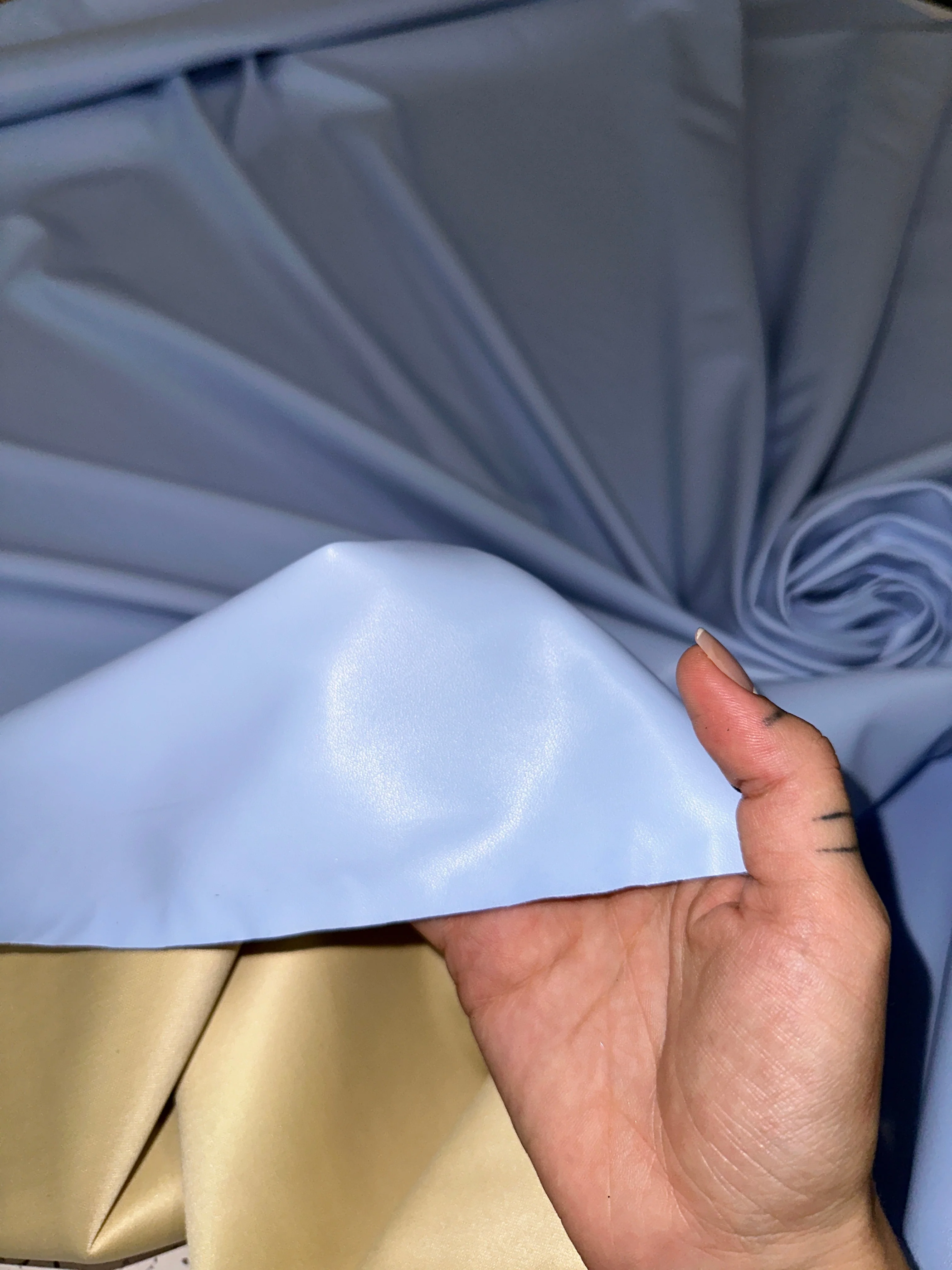 Sky Blue Stretch Faux Leather - Image 3