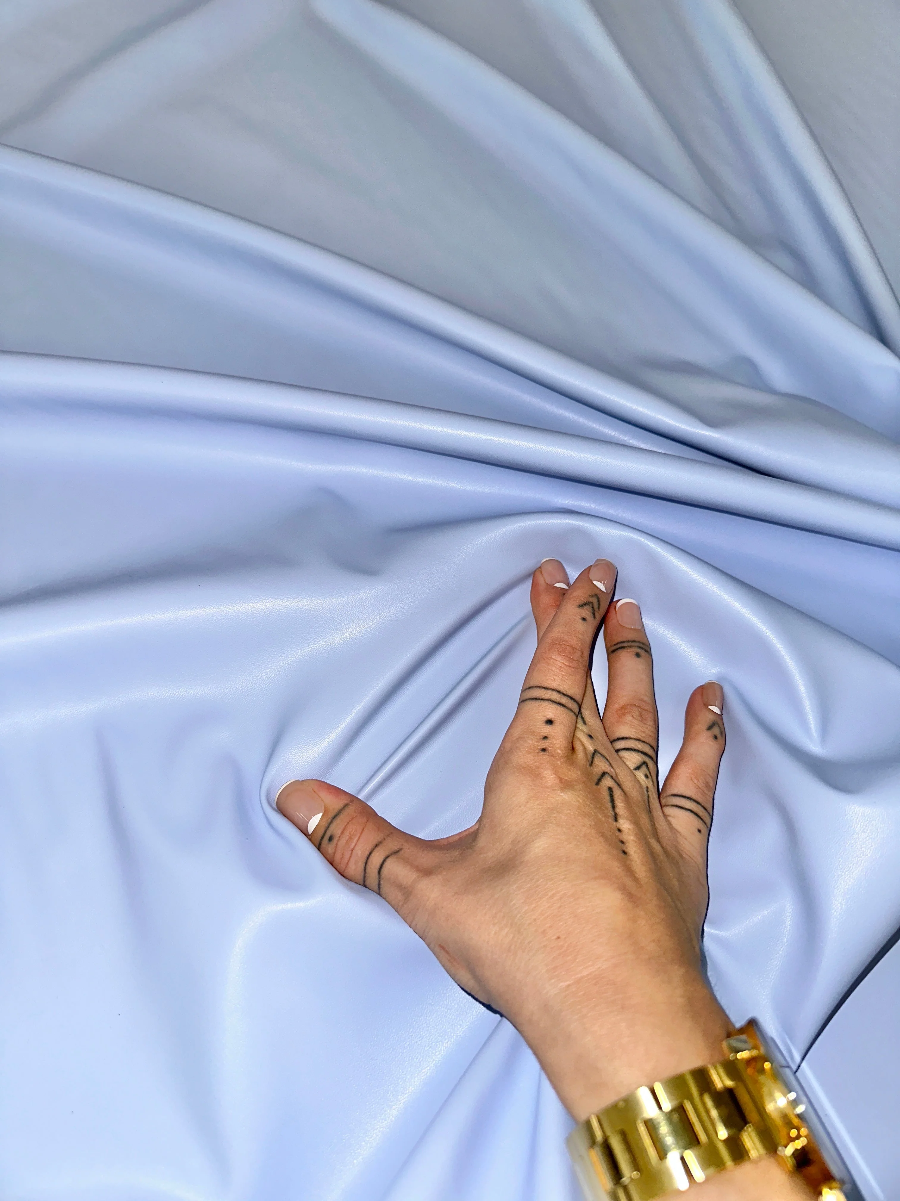 Sky Blue Stretch Faux Leather - Image 8