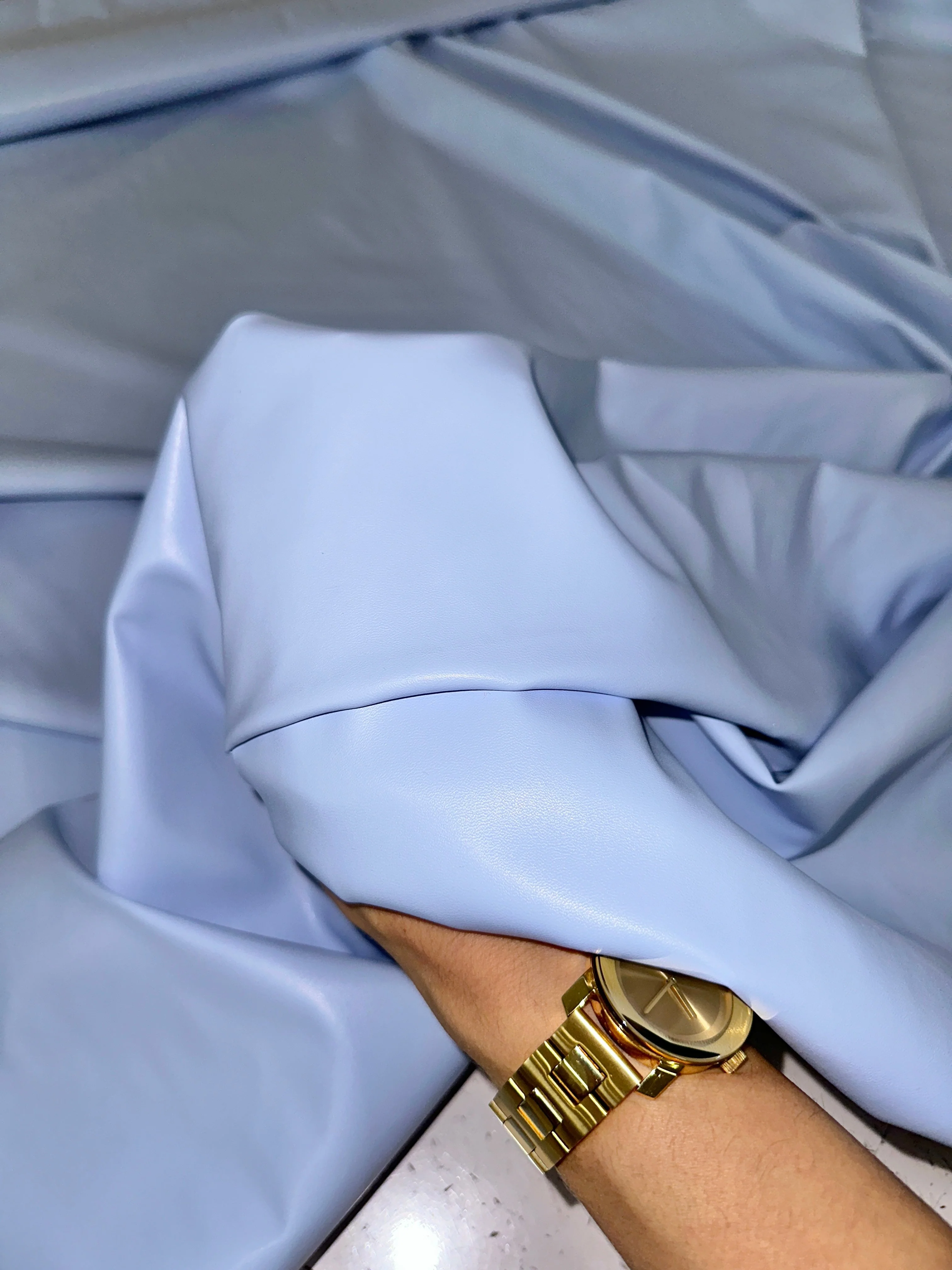Sky Blue Stretch Faux Leather - Image 9