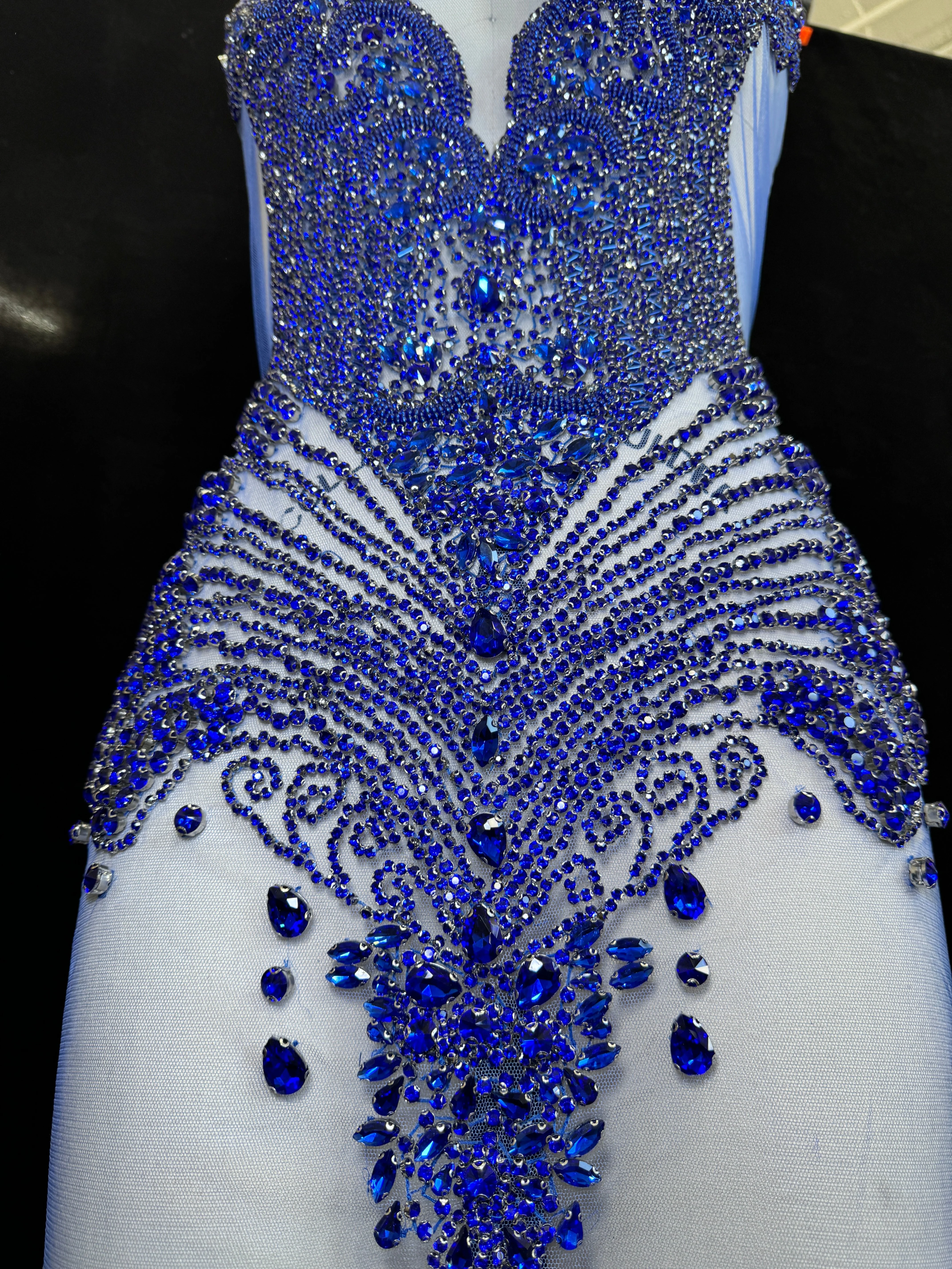 Carla Royal Blue Rhinestones Bodice Applique - Image 2
