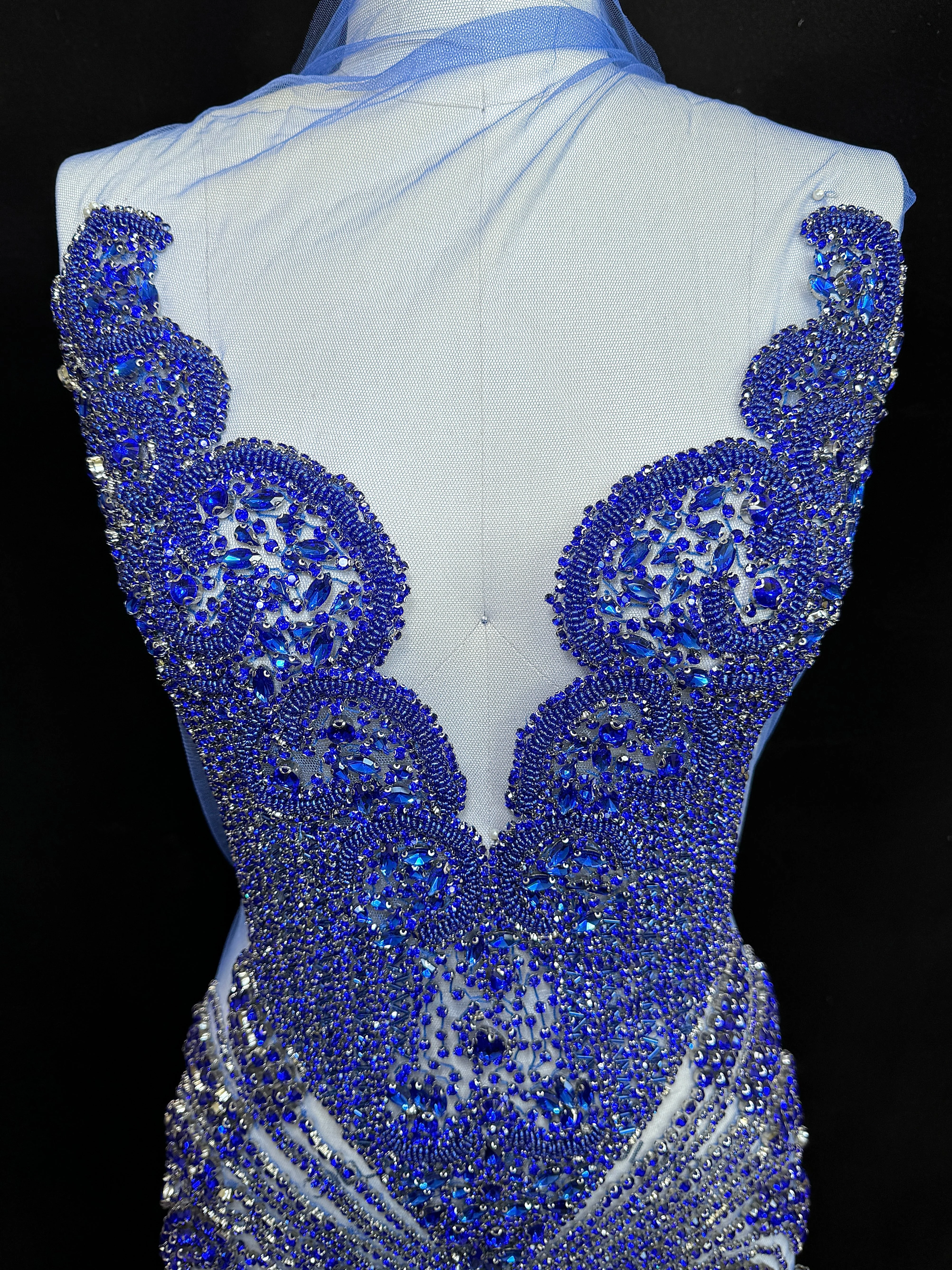 Carla Royal Blue Rhinestones Bodice Applique - Image 3
