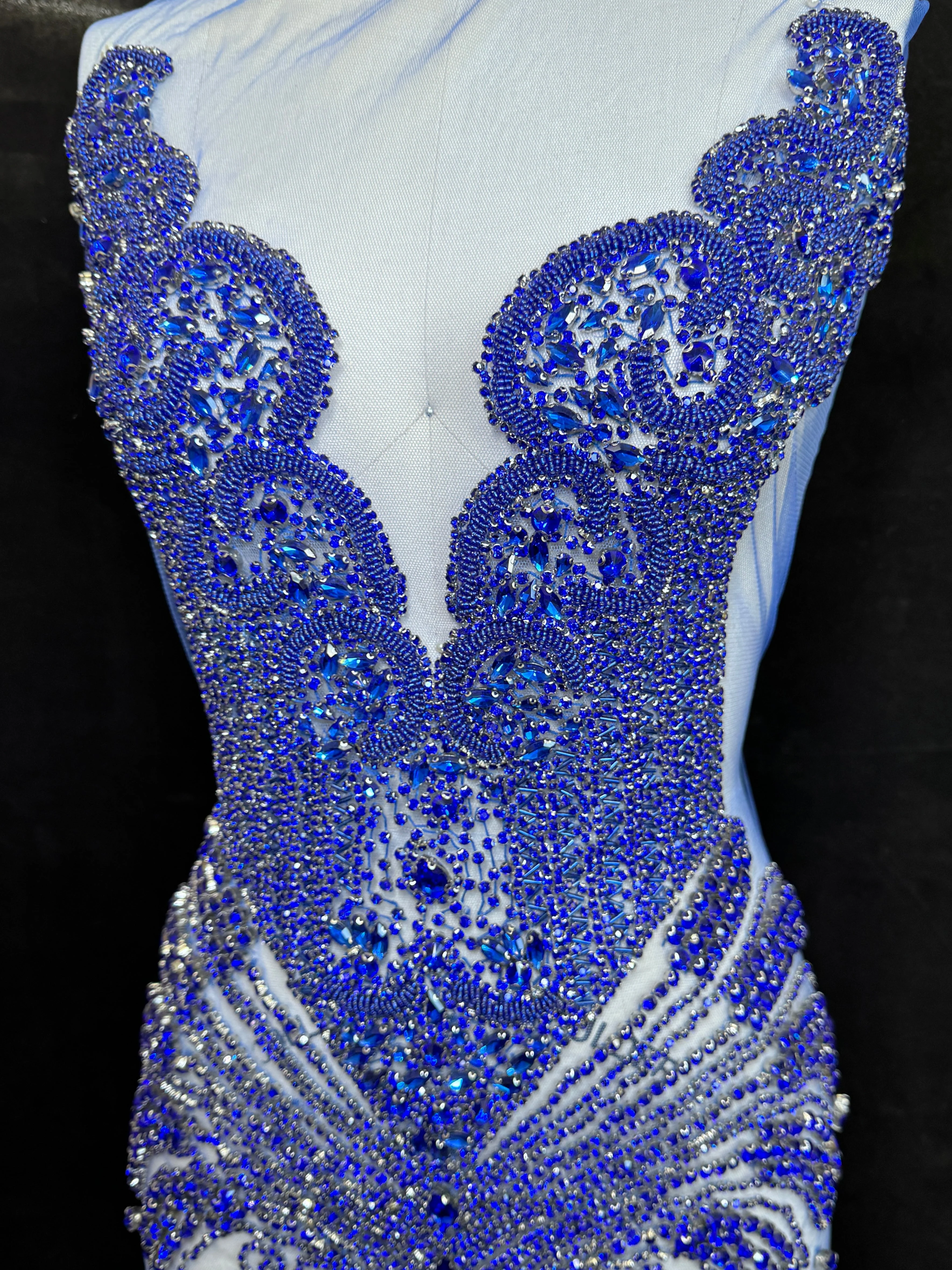 Carla Royal Blue Rhinestones Bodice Applique - Image 4