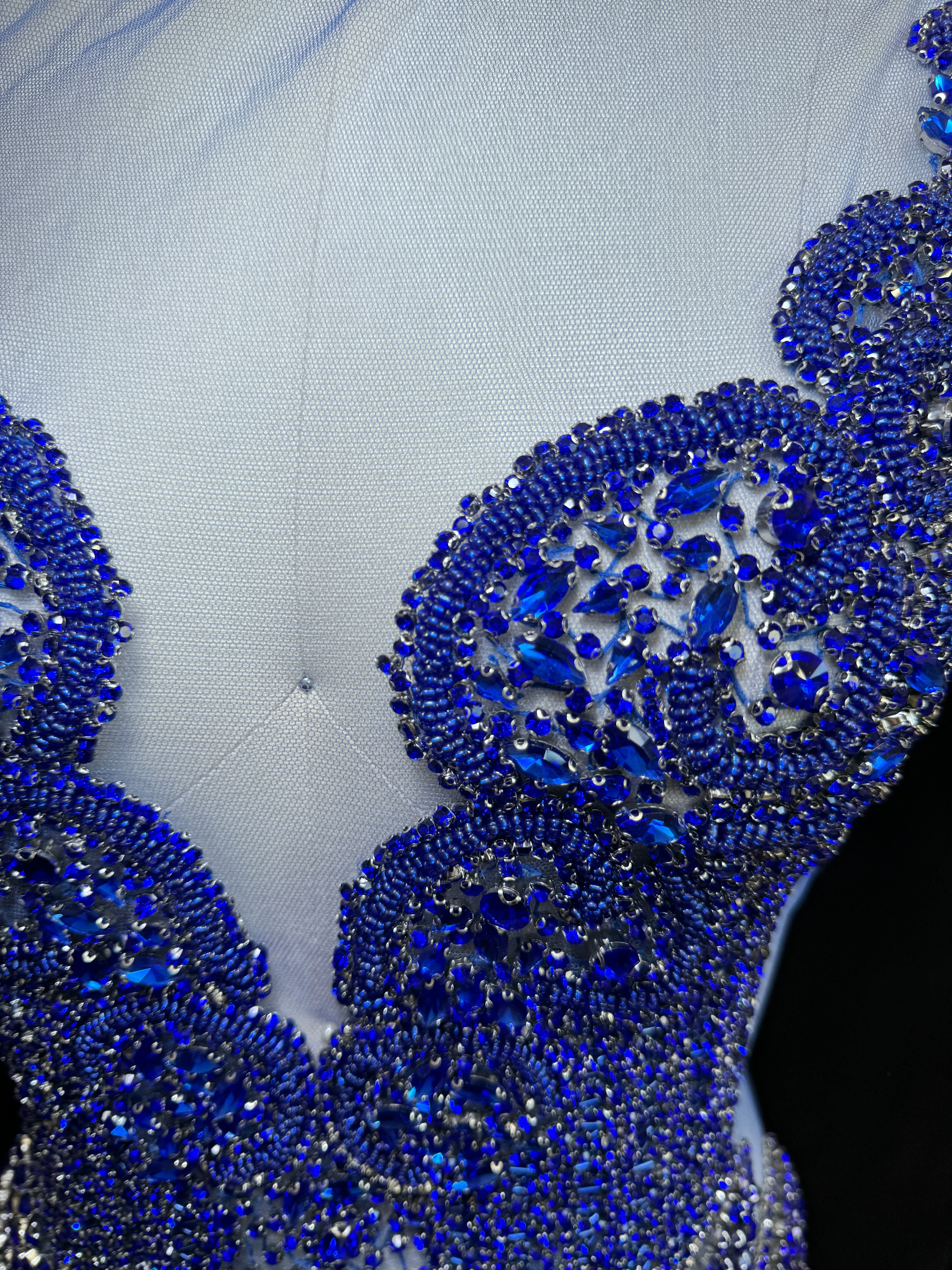 Carla Royal Blue Rhinestones Bodice Applique - Image 5