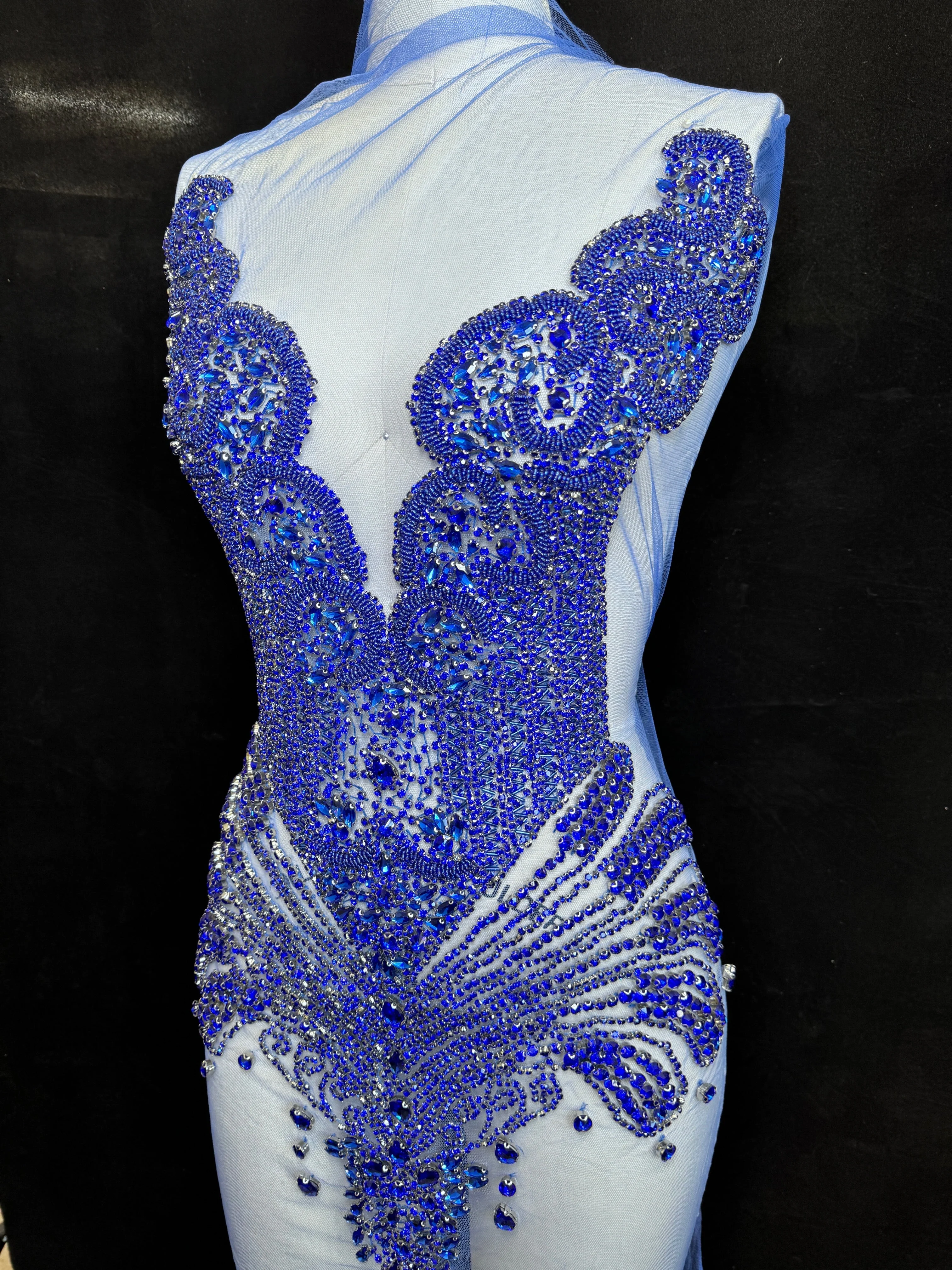 Carla Royal Blue Rhinestones Bodice Applique - Image 6