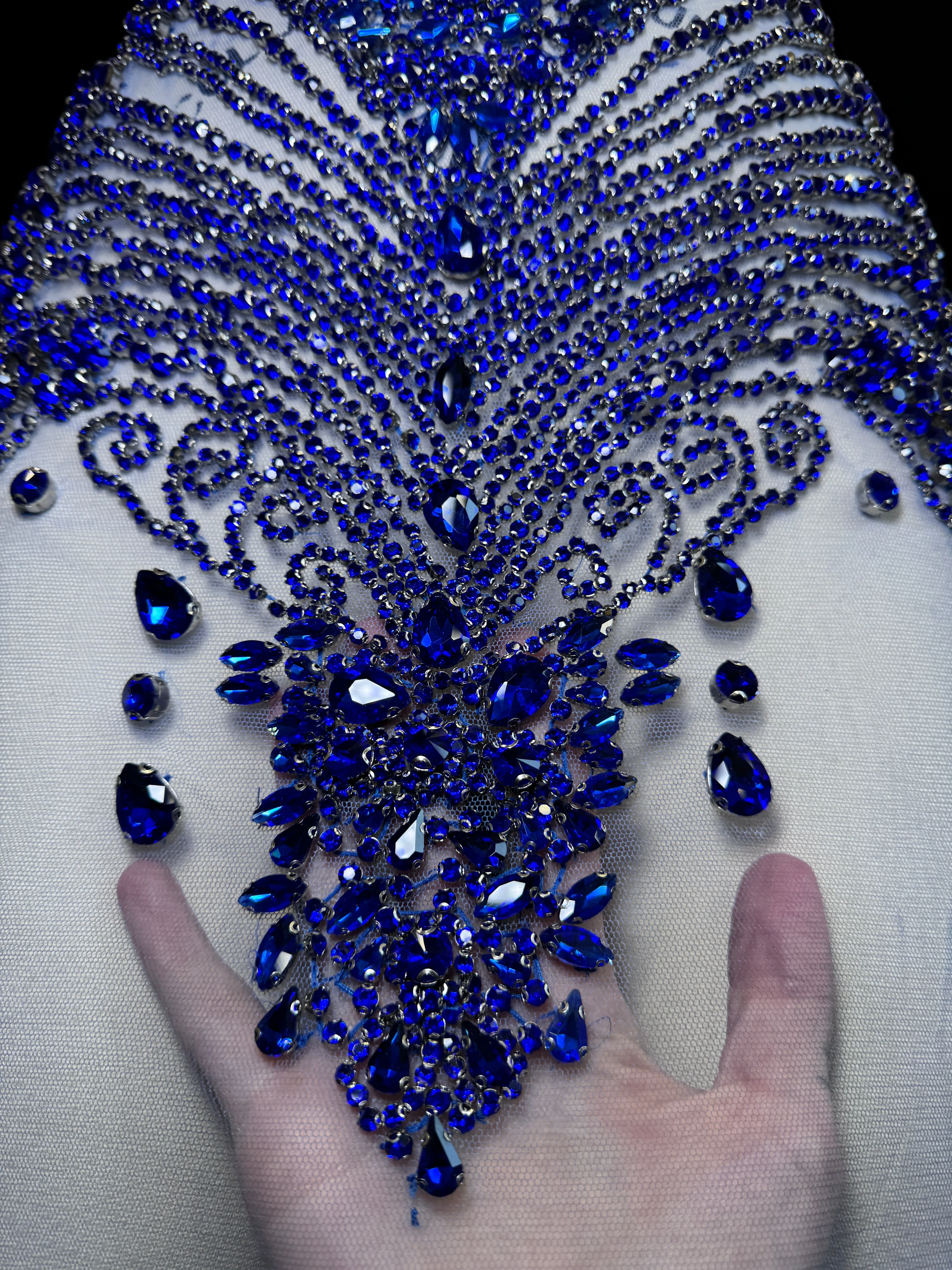 Carla Royal Blue Rhinestones Bodice Applique - Image 7