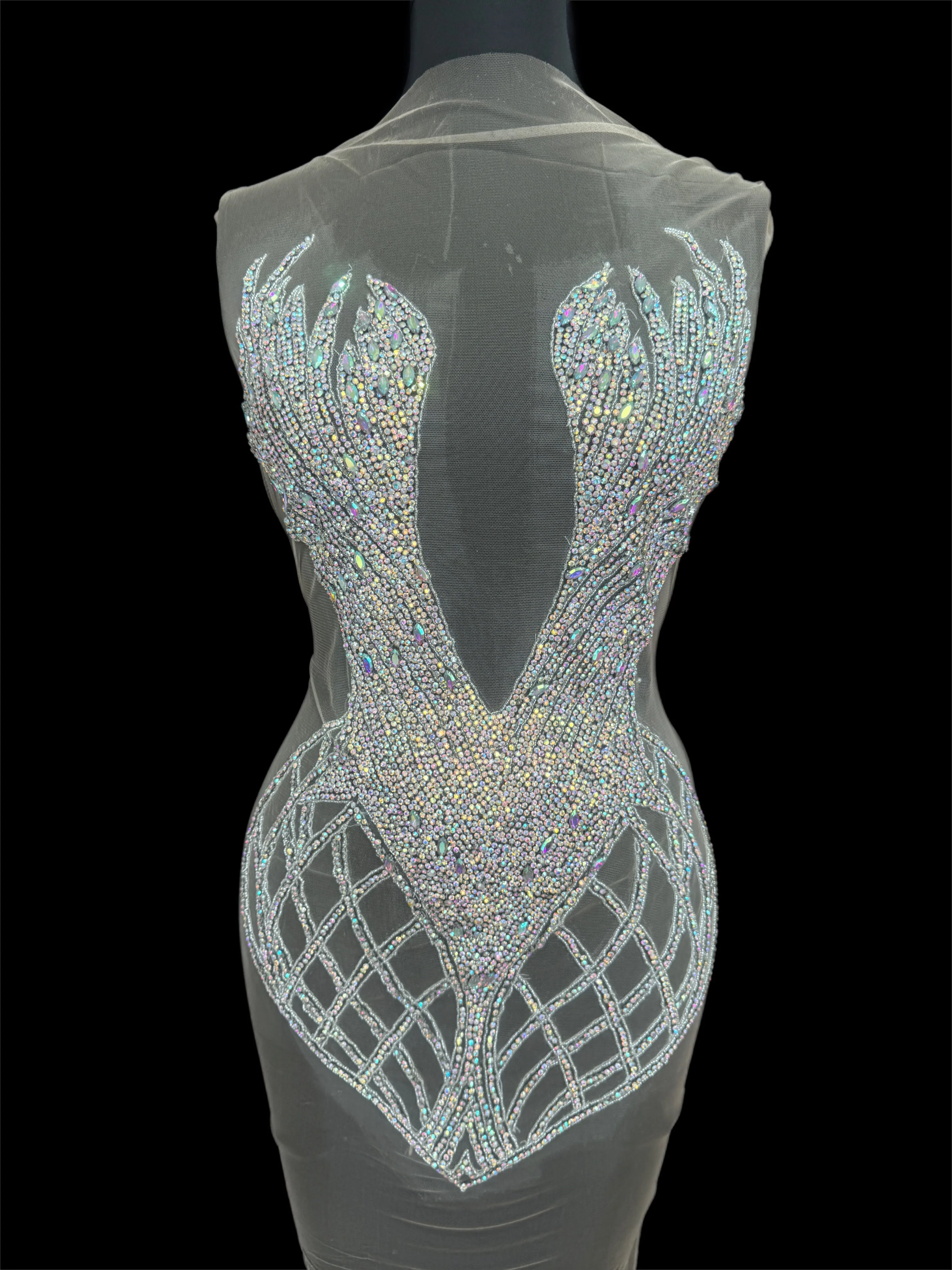 Susan Silver Iridescent Rhinestone Bodice Applique