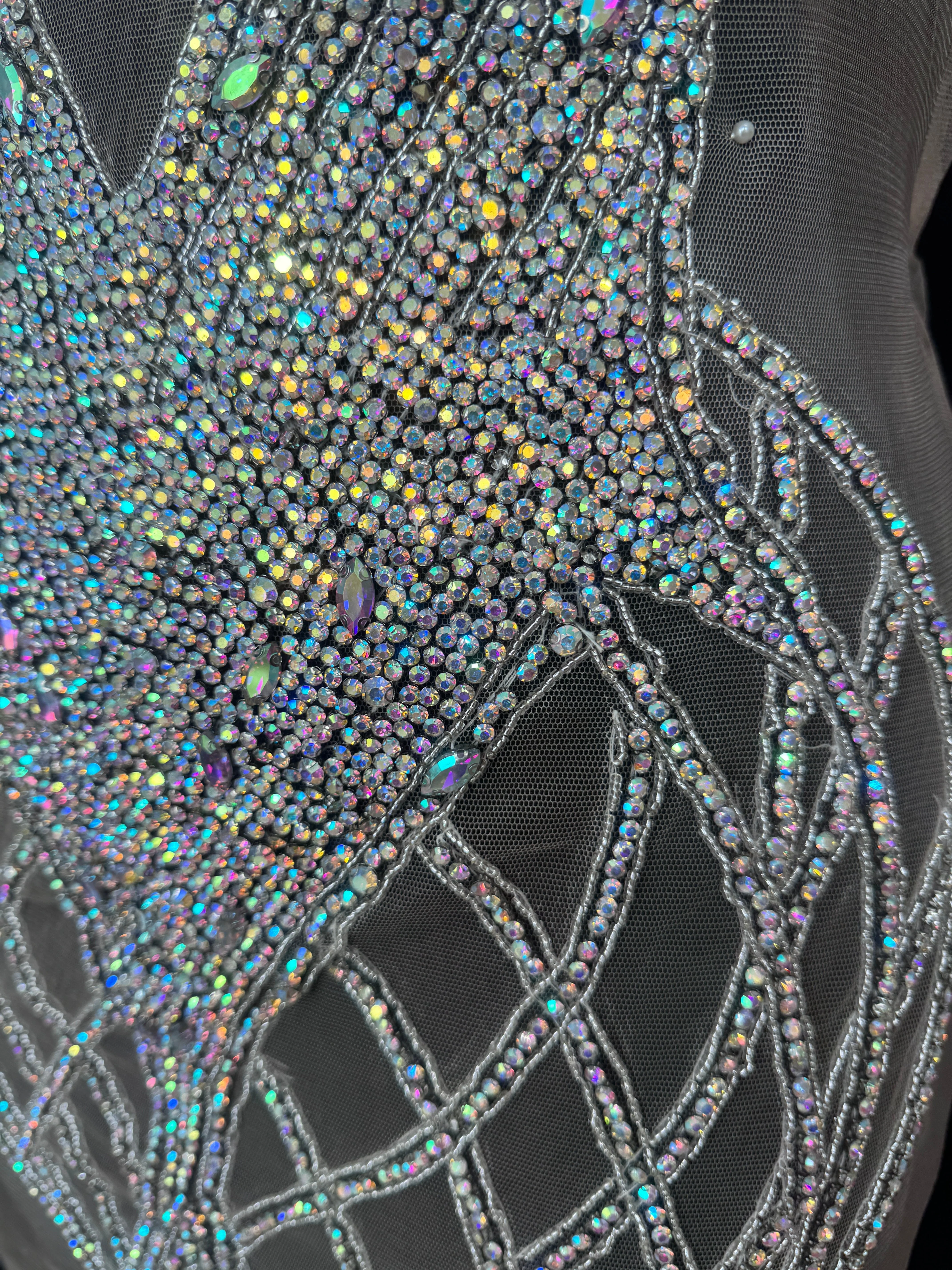 Susan Silver Iridescent Rhinestone Bodice Applique - Image 2