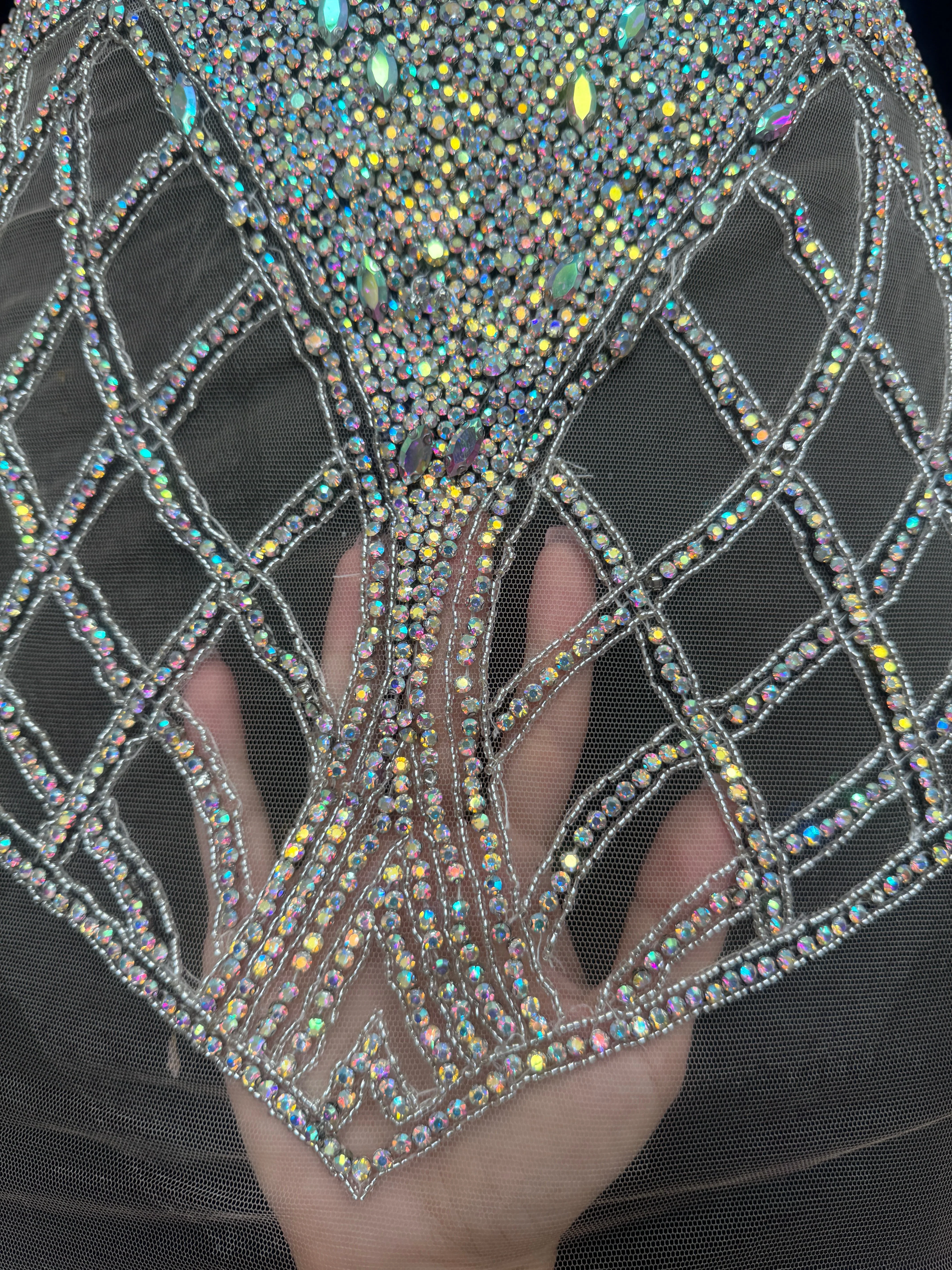 Susan Silver Iridescent Rhinestone Bodice Applique - Image 4