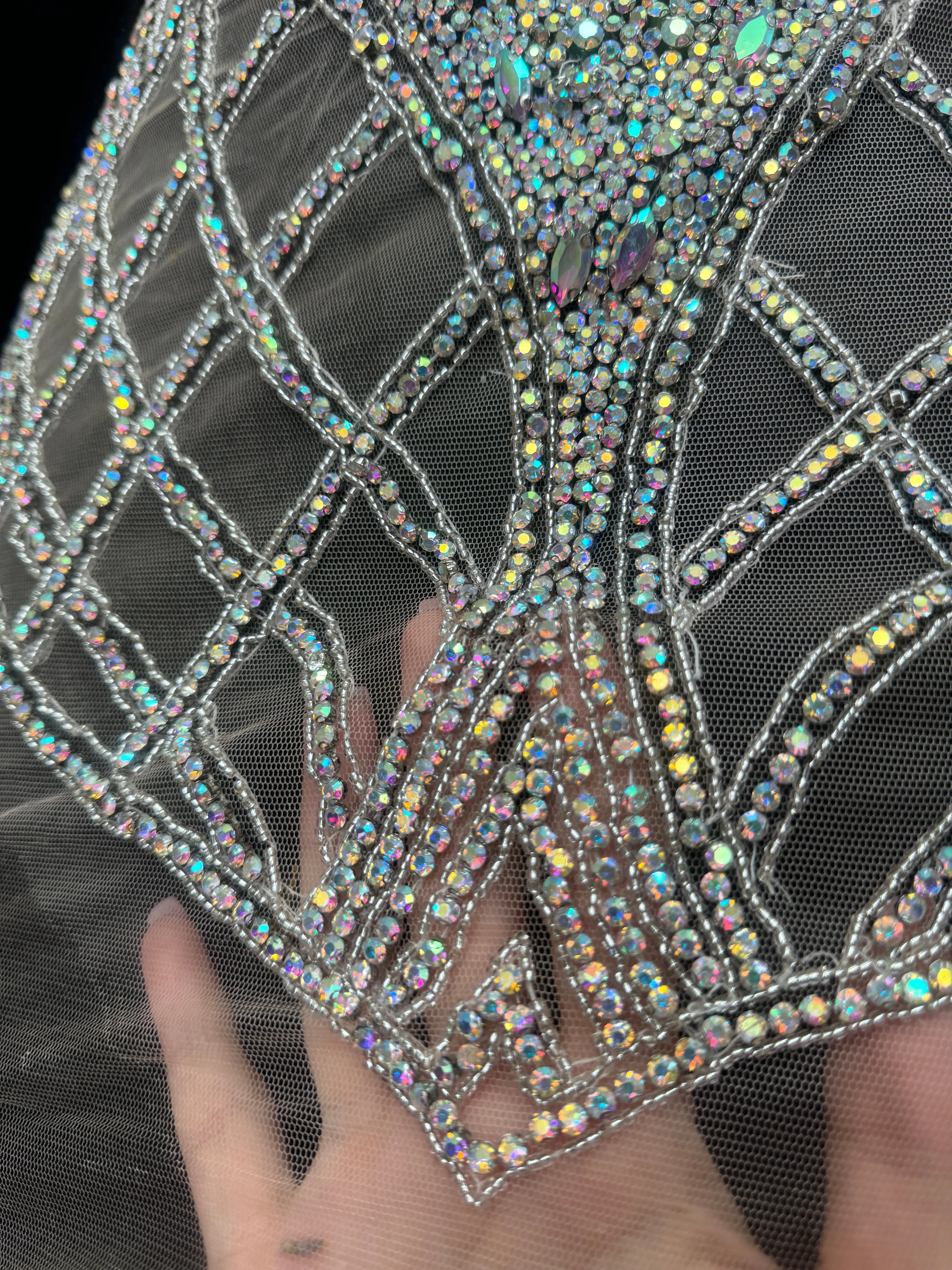 Susan Silver Iridescent Rhinestone Bodice Applique - Image 7