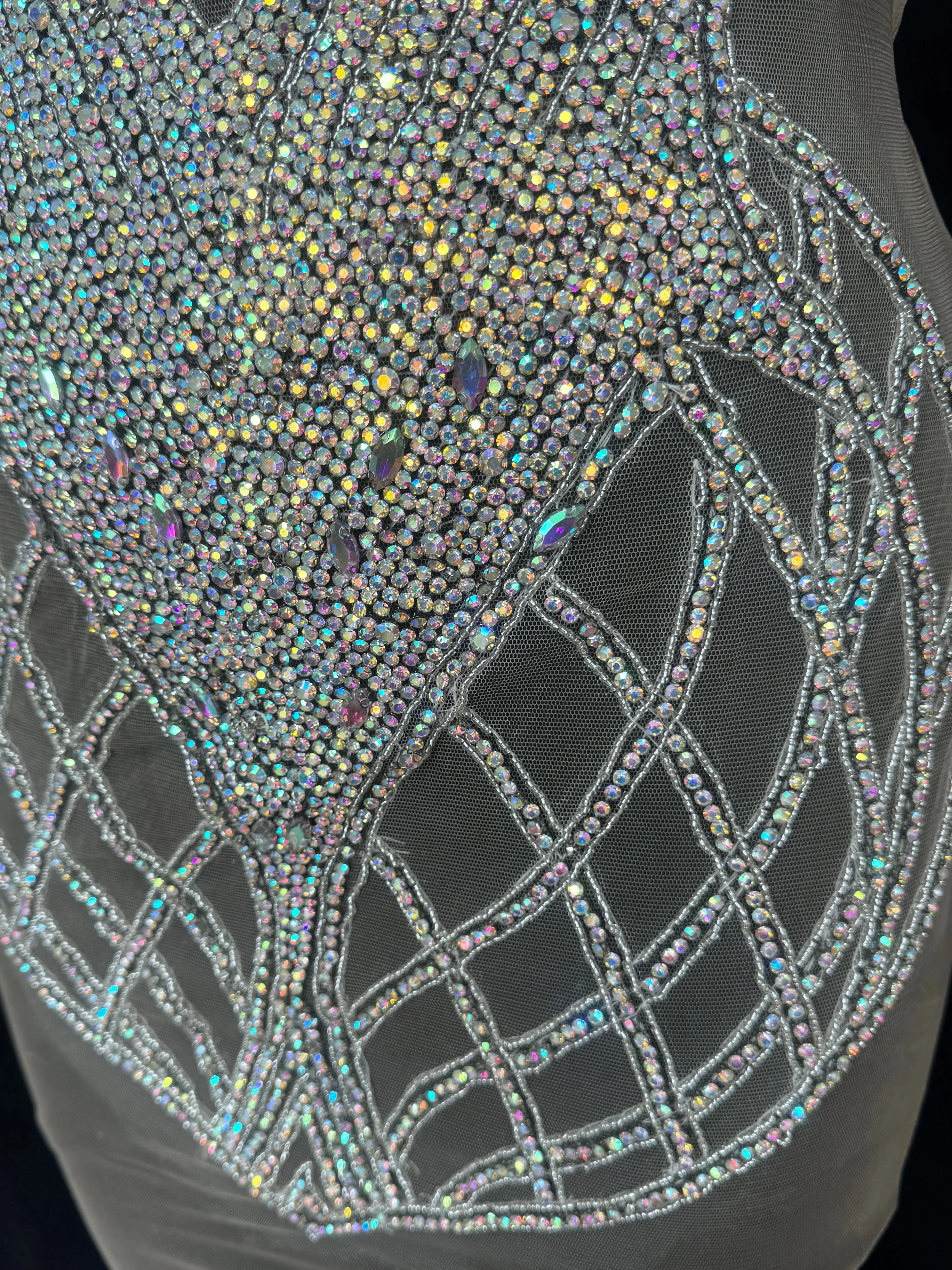 Susan Silver Iridescent Rhinestone Bodice Applique - Image 8