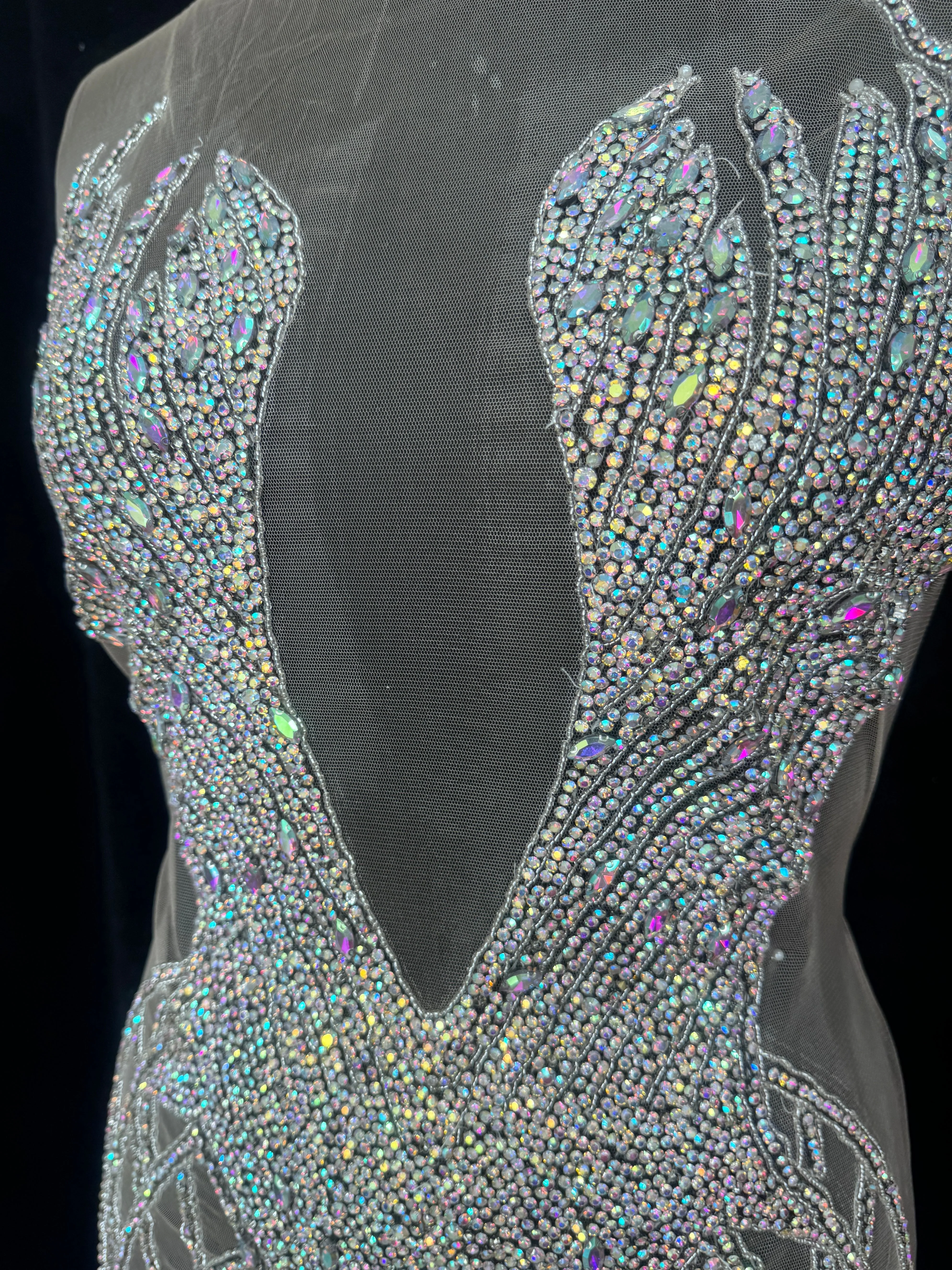 Susan Silver Iridescent Rhinestone Bodice Applique - Image 9