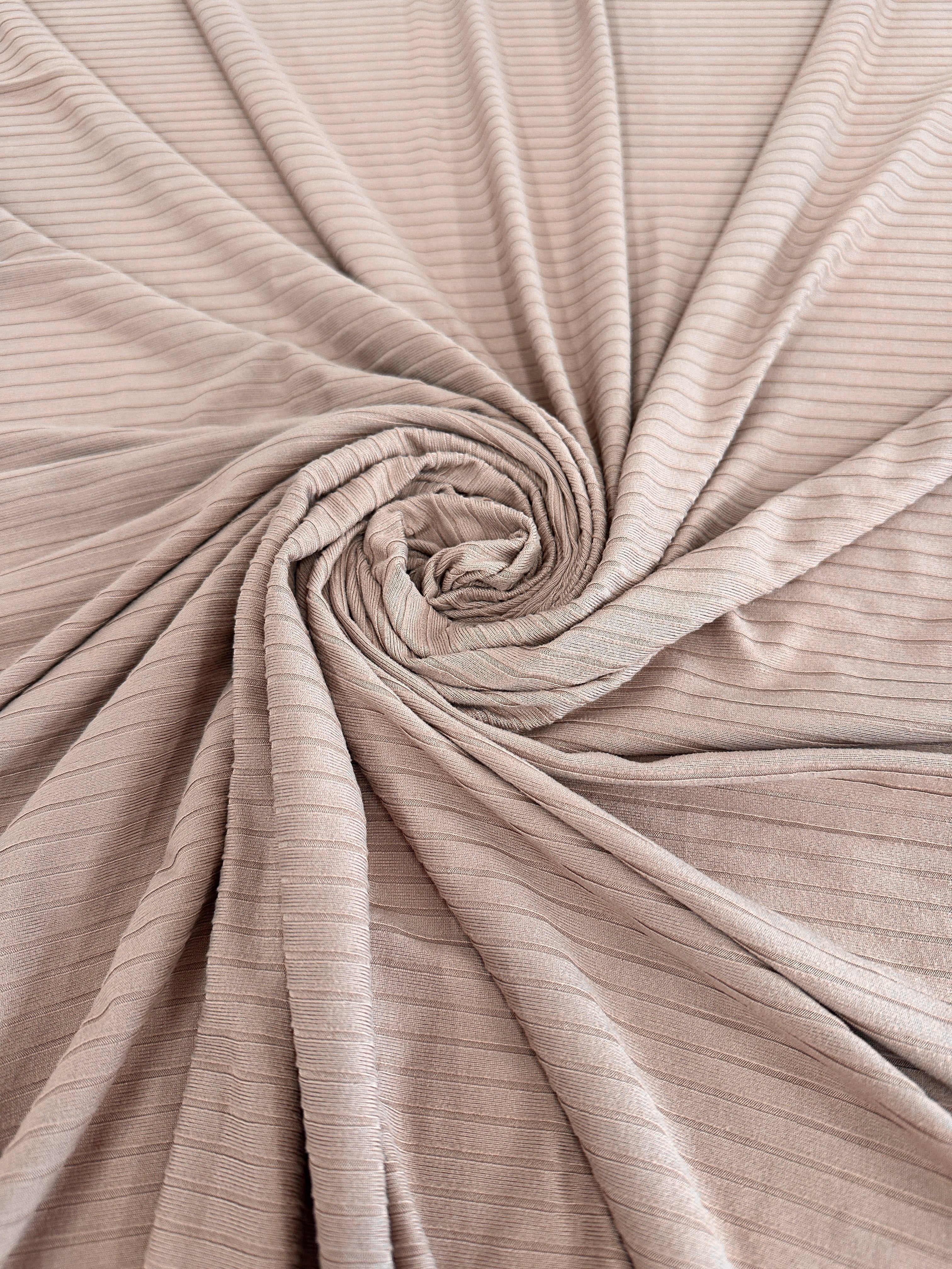 Tan-Mushroom Rib Knit