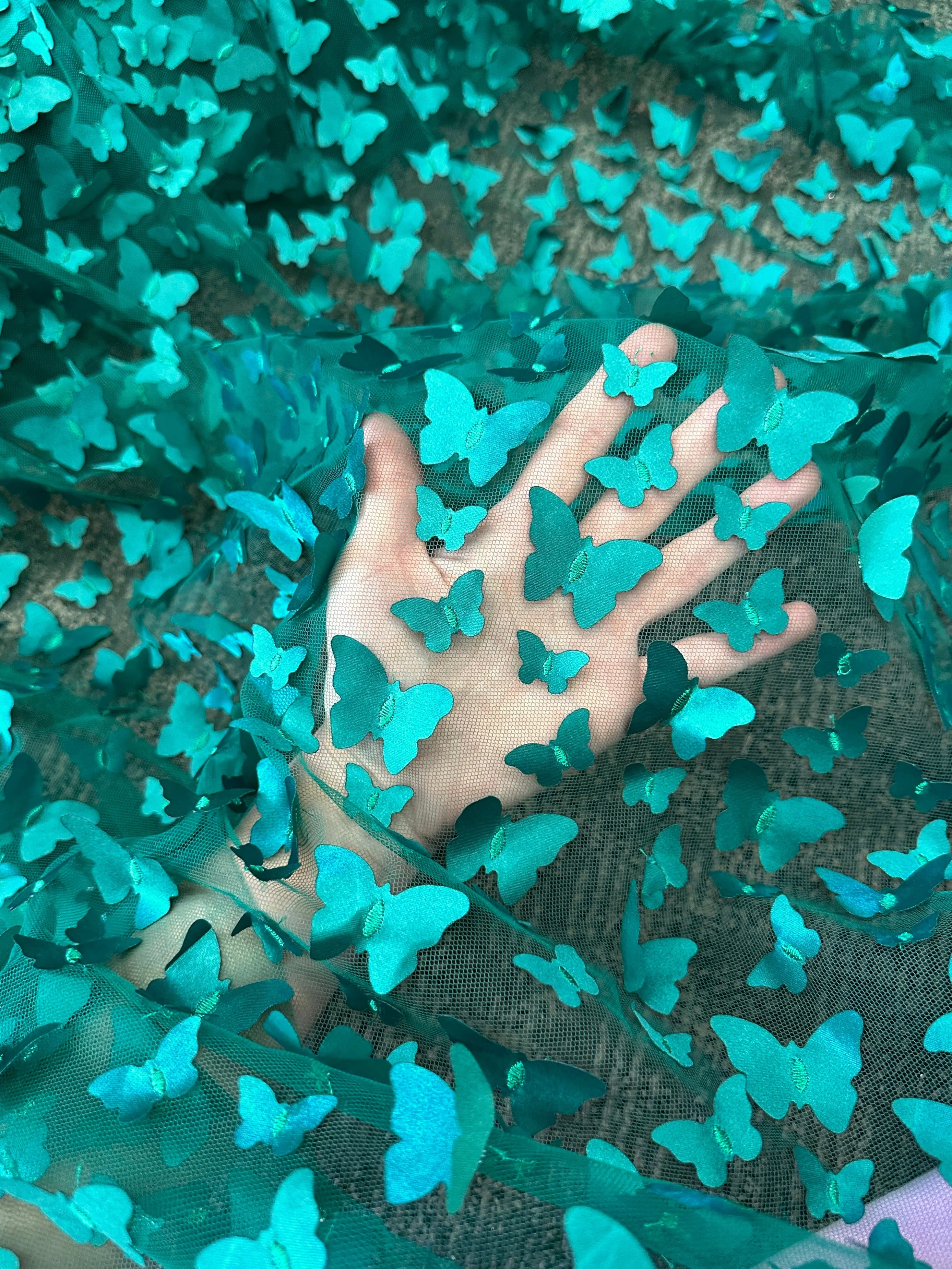 Teal Blue 3D Butterfly Lace - Image 3