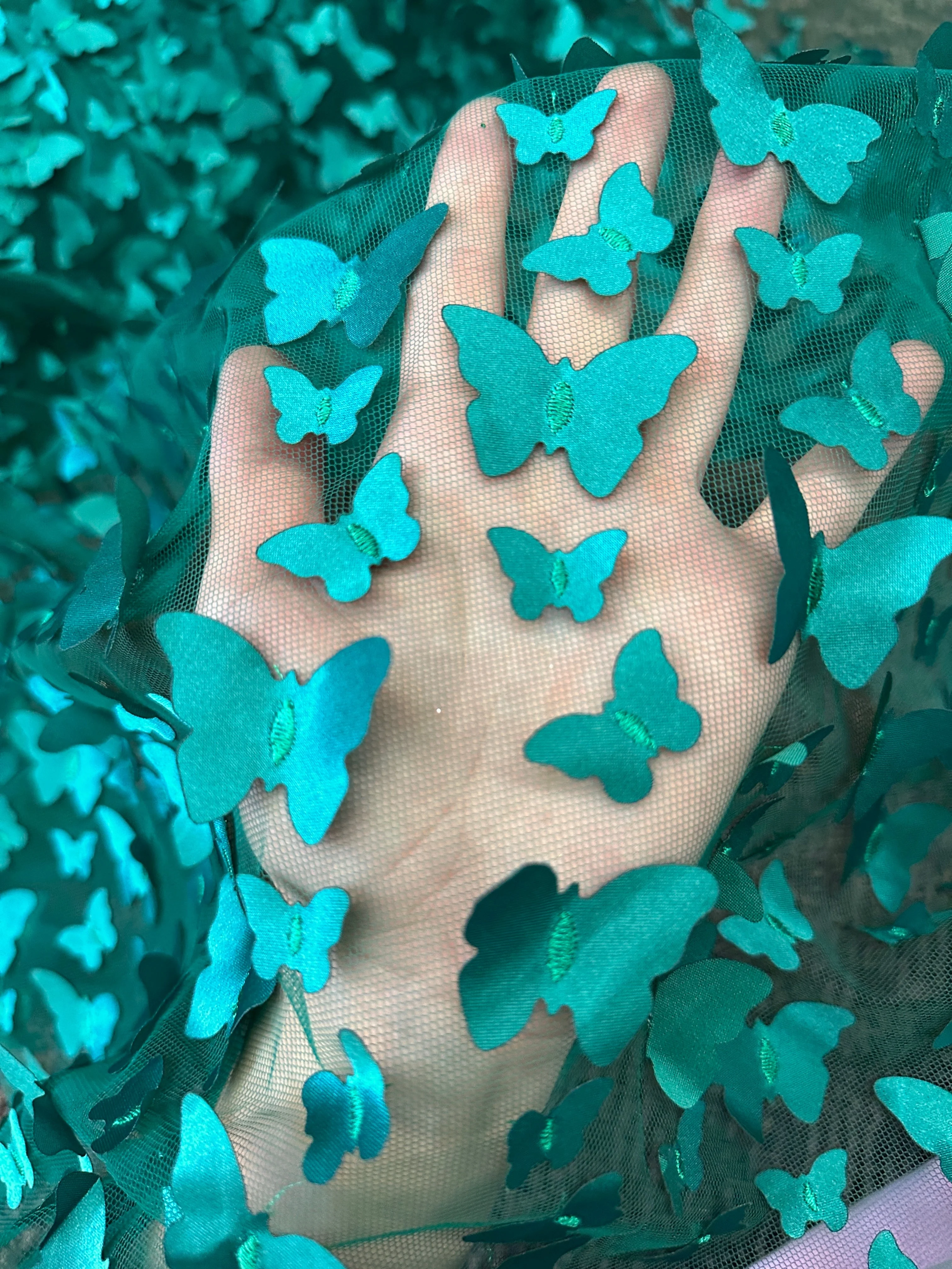 Teal Blue 3D Butterfly Lace - Image 4