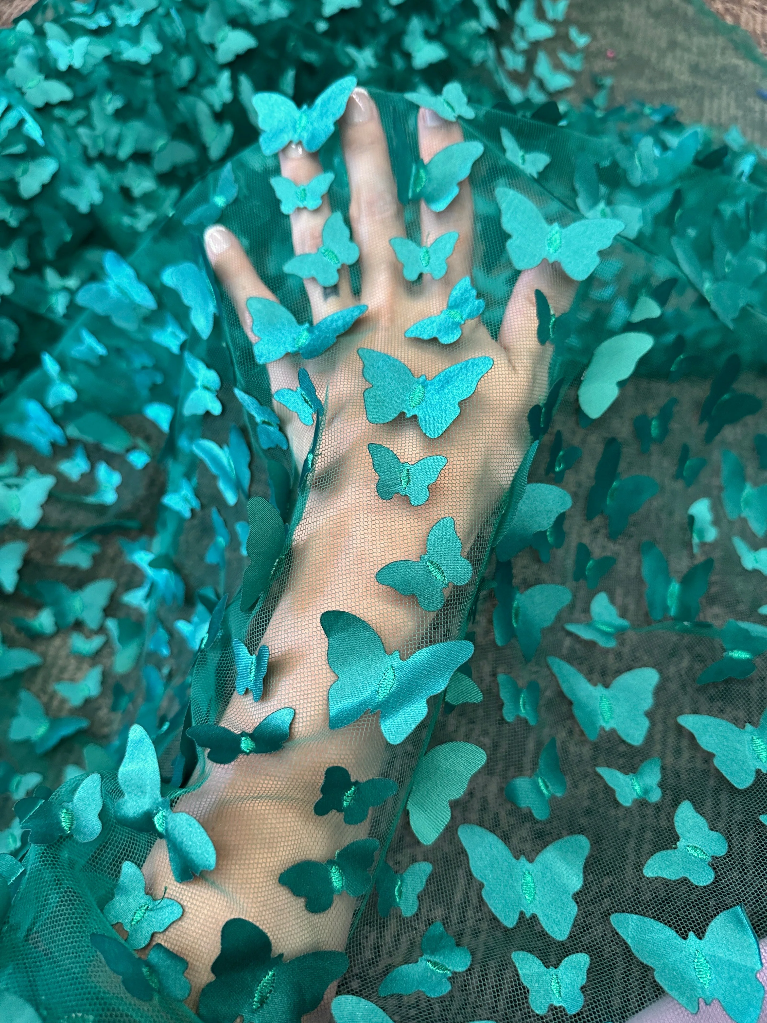 Teal Blue 3D Butterfly Lace - Image 7