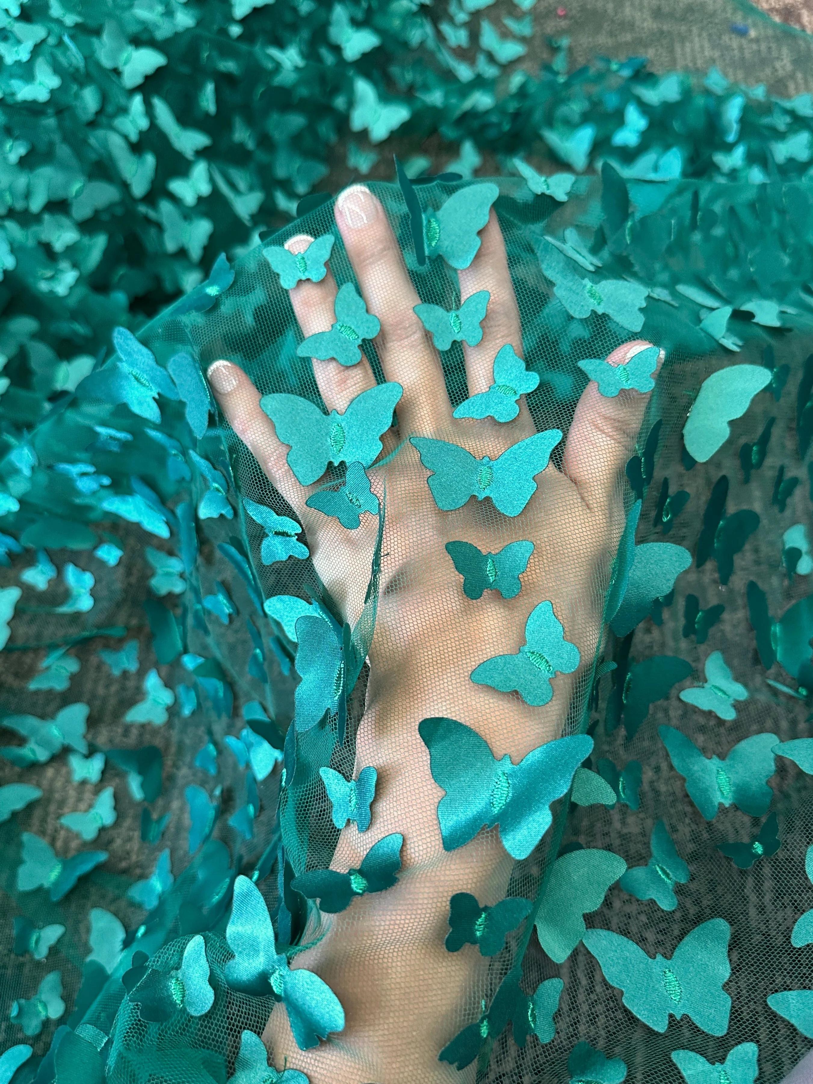 Teal Blue 3D Butterfly Lace - Image 8