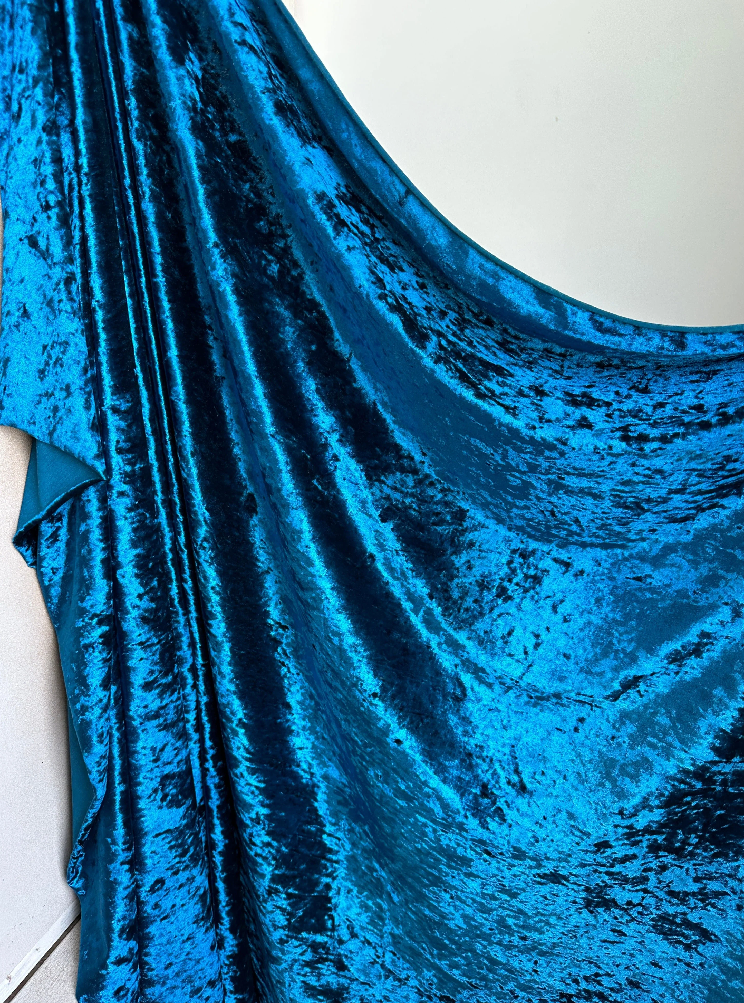Teal Blue Stretch Crushed Velvet