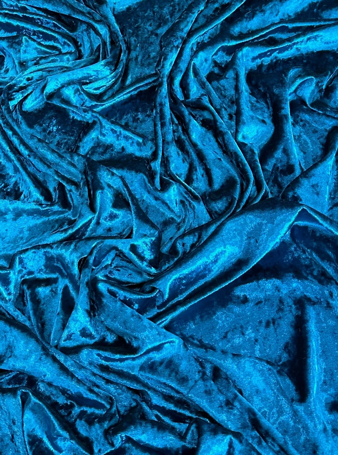 Teal Blue Stretch Crushed Velvet - Image 2