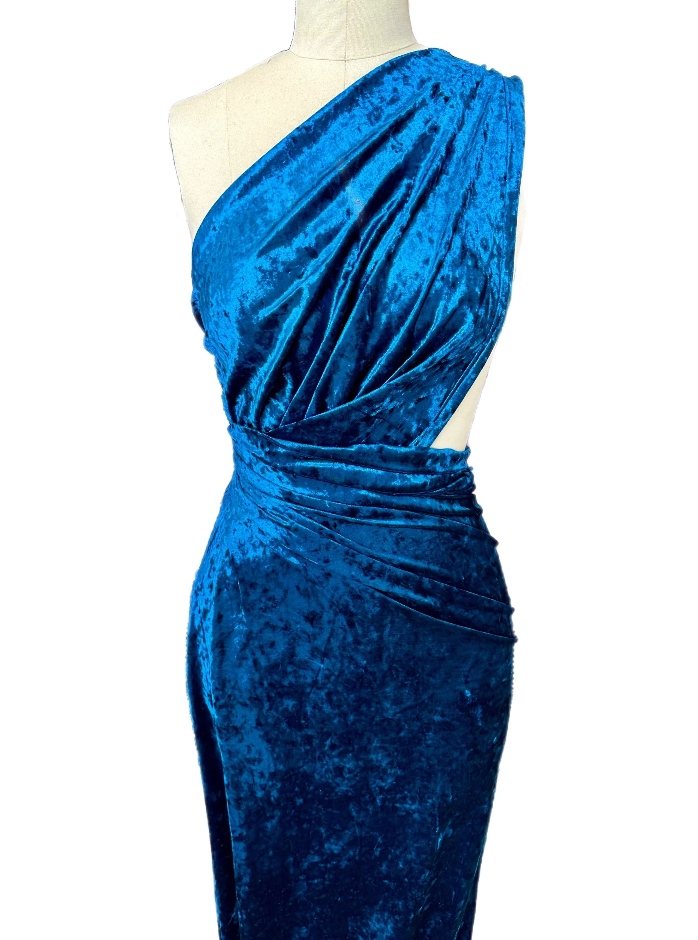 Teal Blue Stretch Crushed Velvet - Image 3