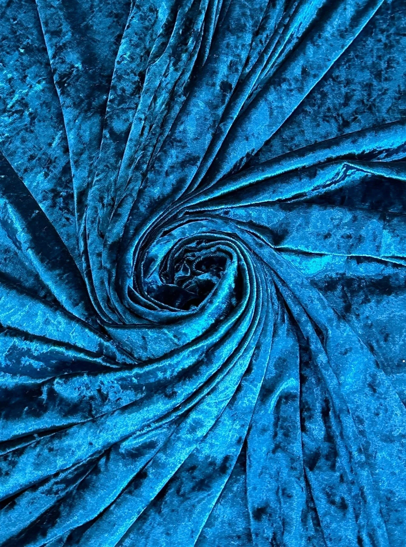 Teal Blue Stretch Crushed Velvet - Image 4