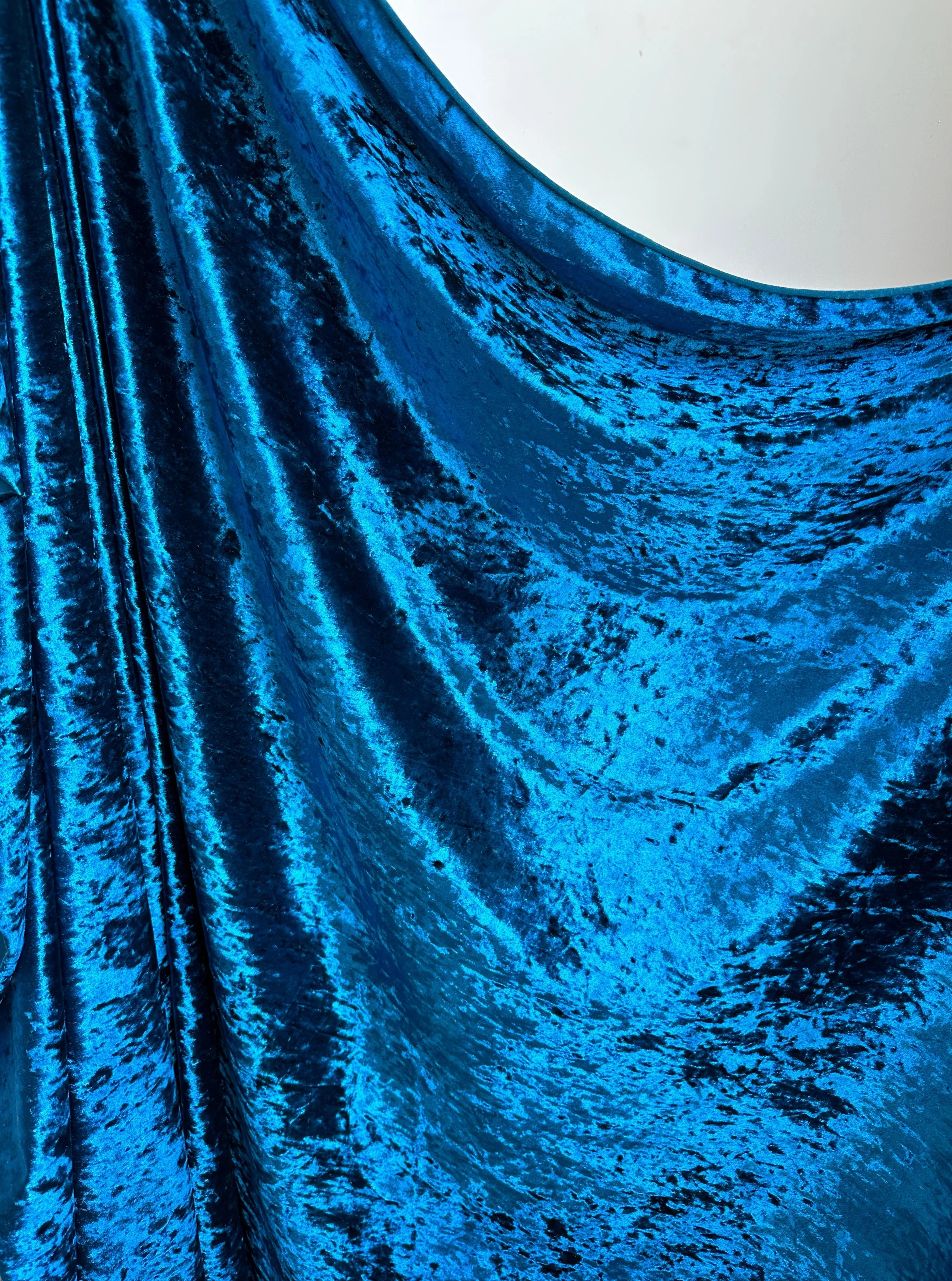 Teal Blue Stretch Crushed Velvet - Image 5