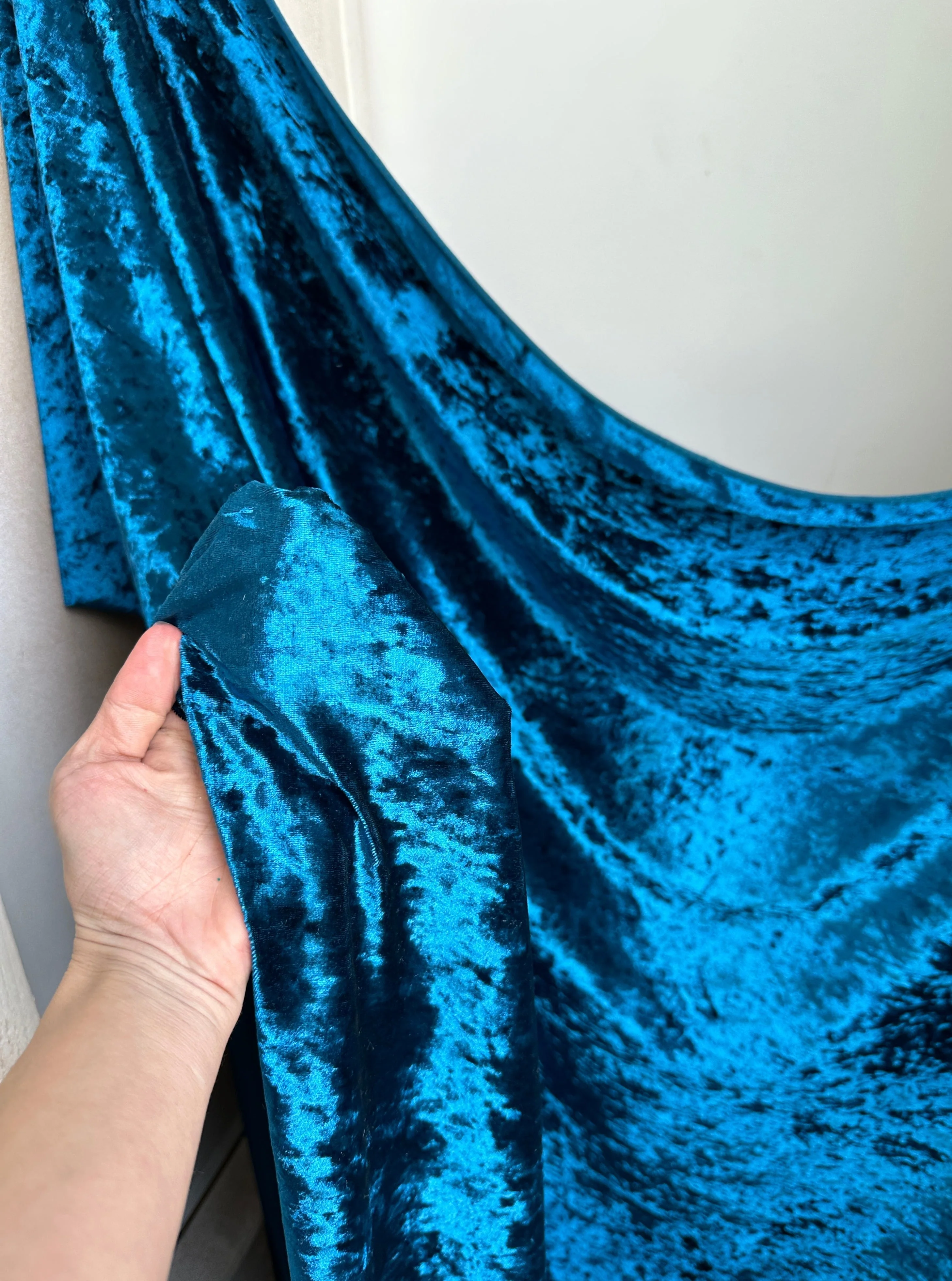 Teal Blue Stretch Crushed Velvet - Image 6
