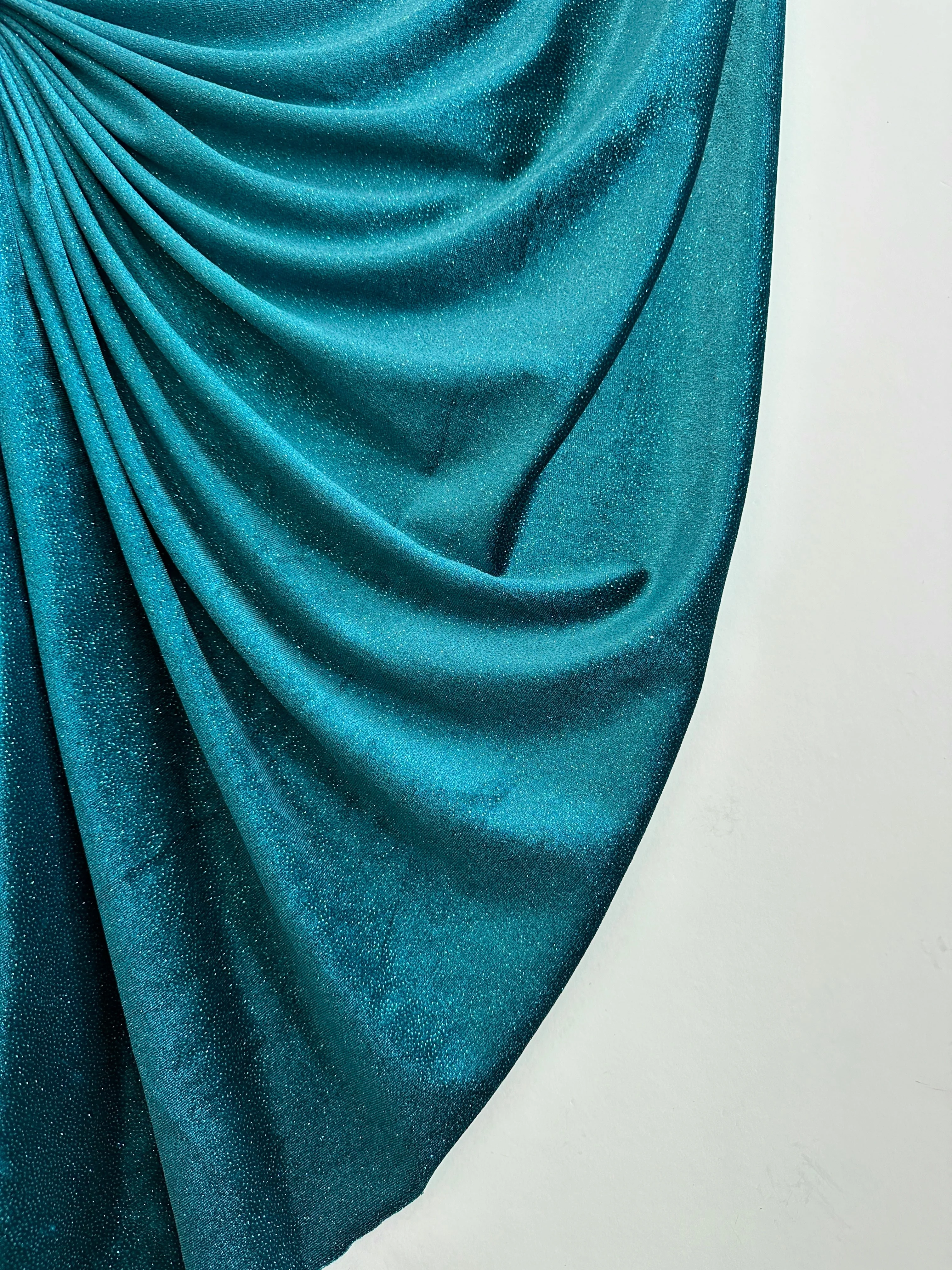 Teal Blue Shimmery Stretch Velvet - Image 4