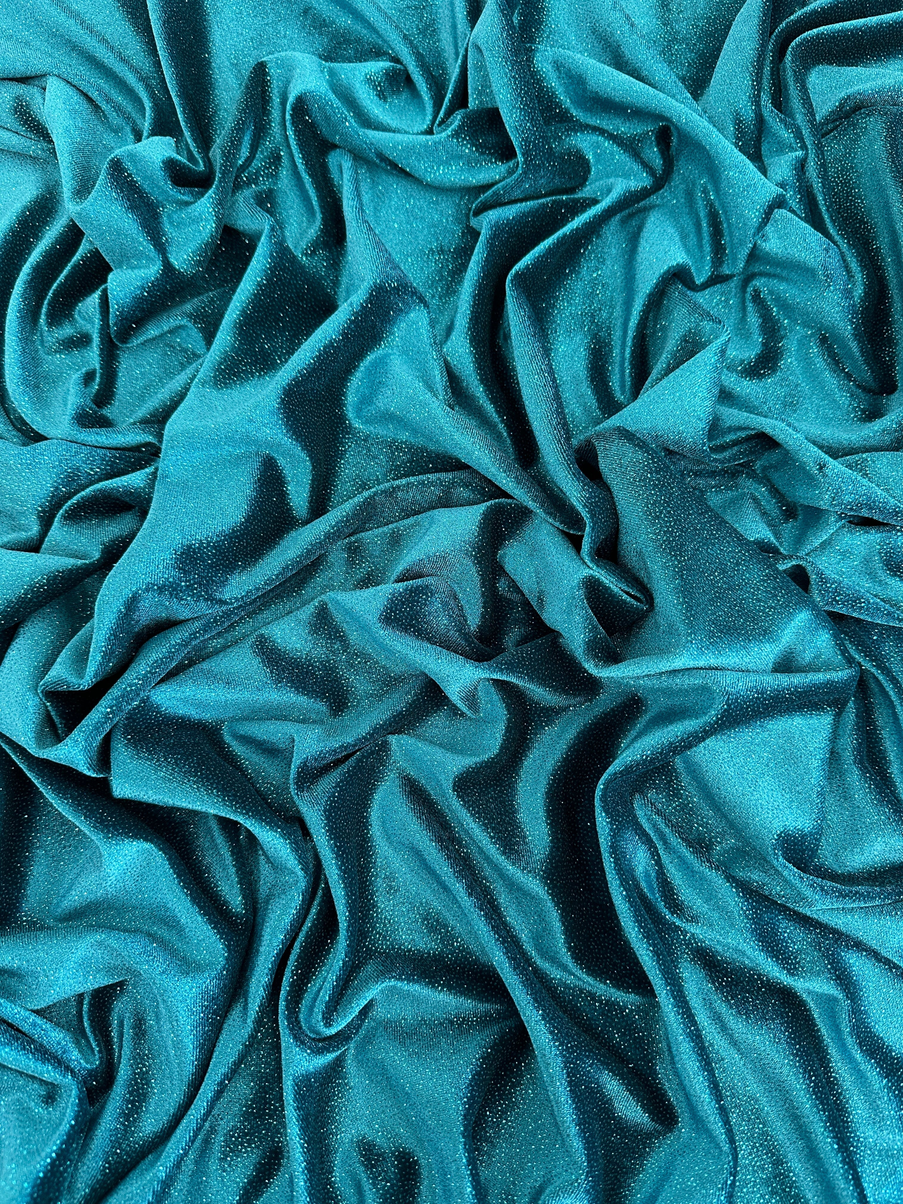 Teal Blue Shimmery Stretch Velvet - Image 5