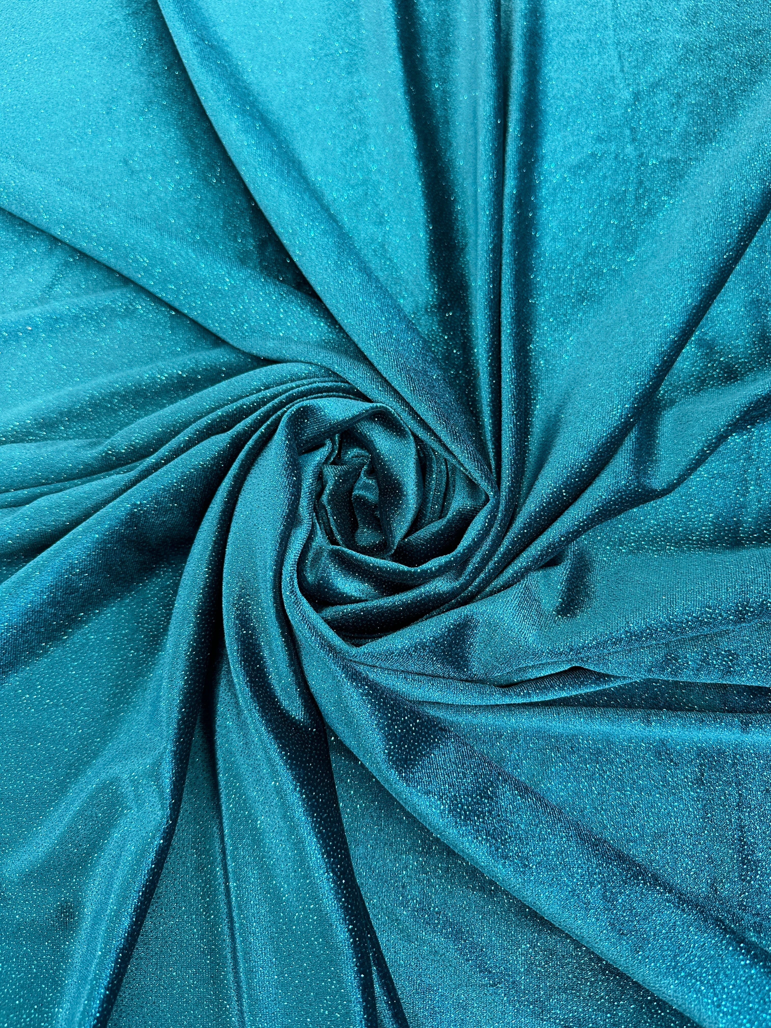 Teal Blue Shimmery Stretch Velvet - Image 6