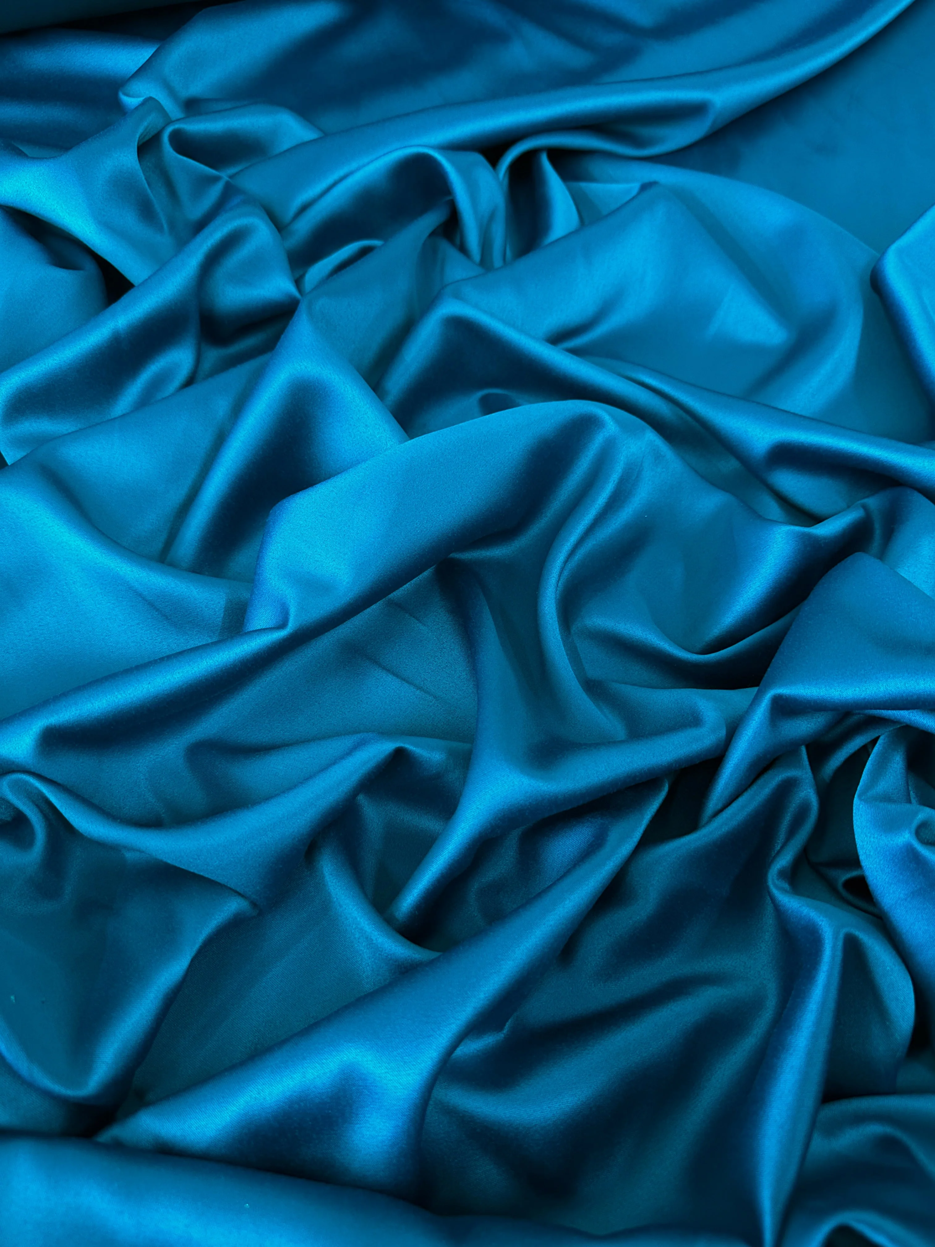 Teal Blue Stretch Crepe Back Satin - Image 3